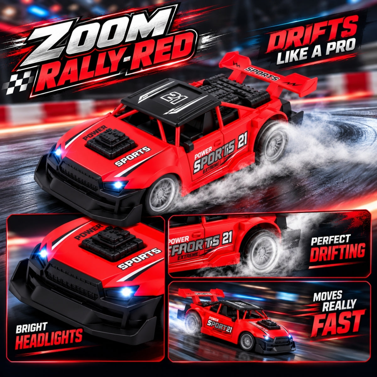 Zoom Rally - Rechargeable RC Car, Ages 4+ Years | Red