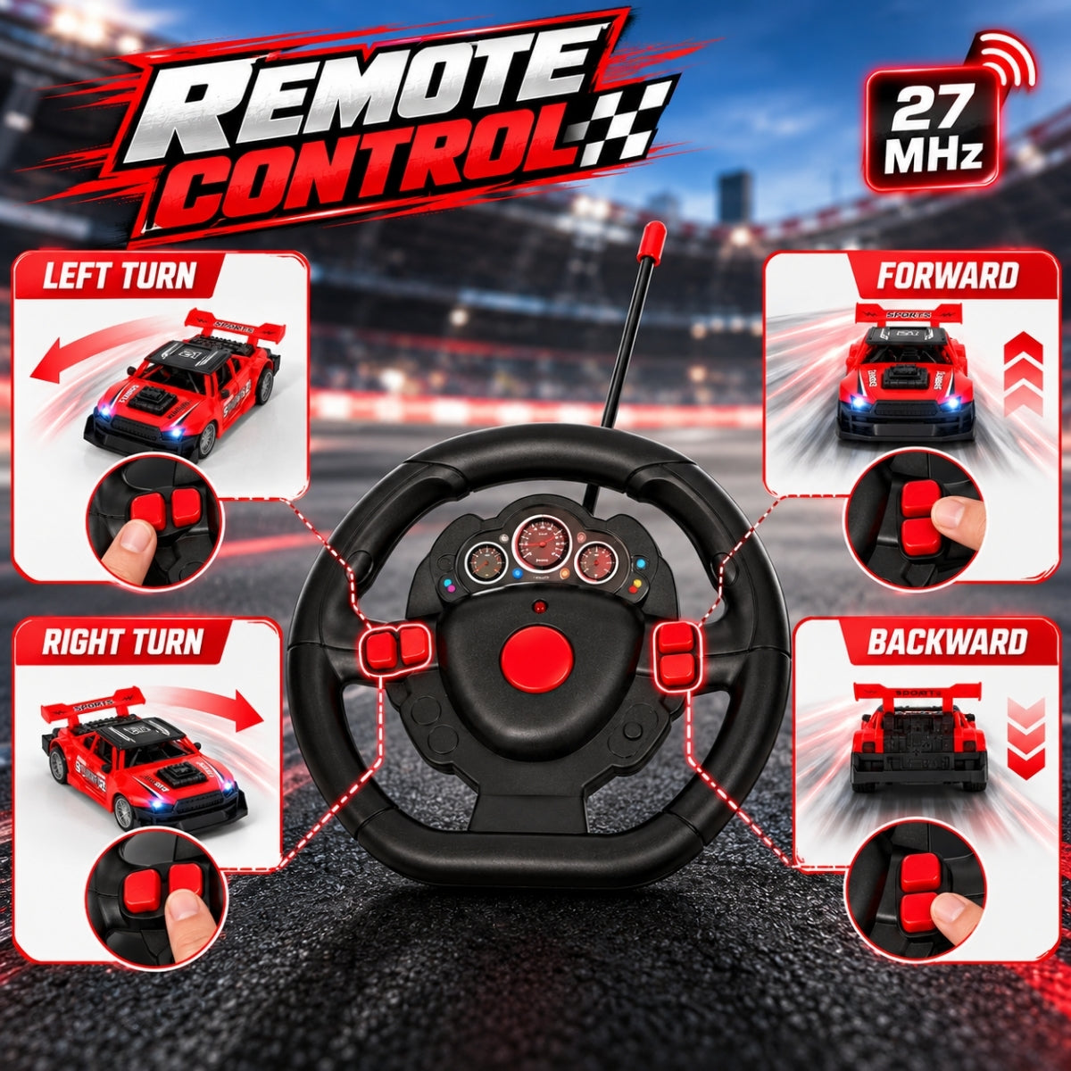 Zoom Rally - Rechargeable RC Car, Ages 4+ Years | Red