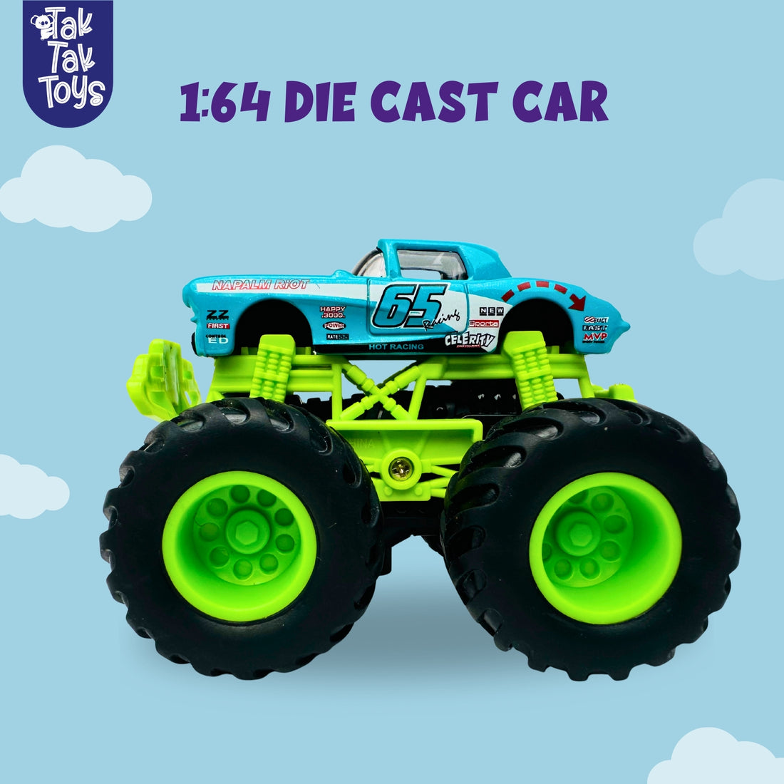 1:64 Die-Cast Off Road Monster Car With Metal Body | Blue/Green