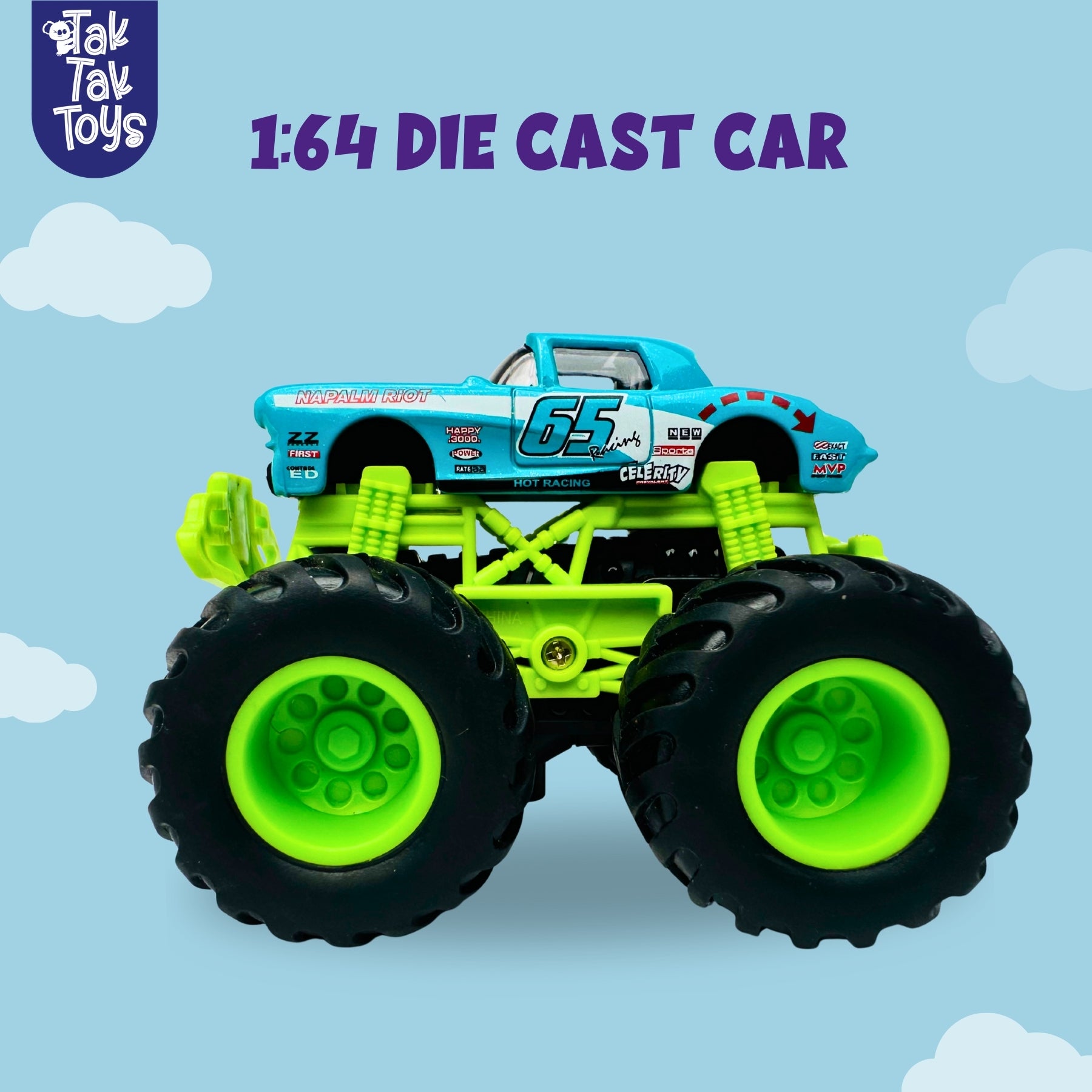 1:64 Die-Cast Off Road Monster Car With Metal Body | Blue/Green