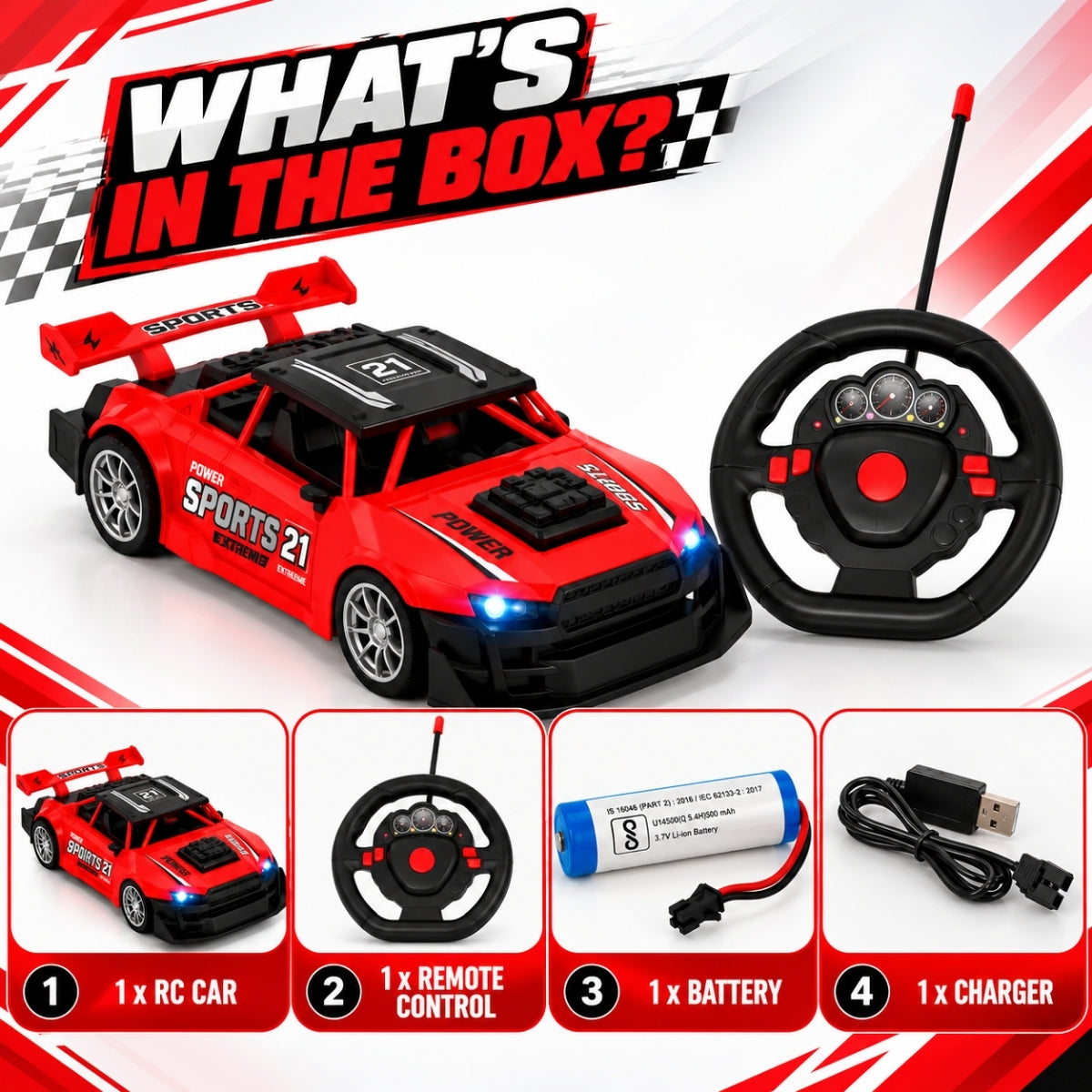 Zoom Rally - Rechargeable RC Car, Ages 4+ Years | Red