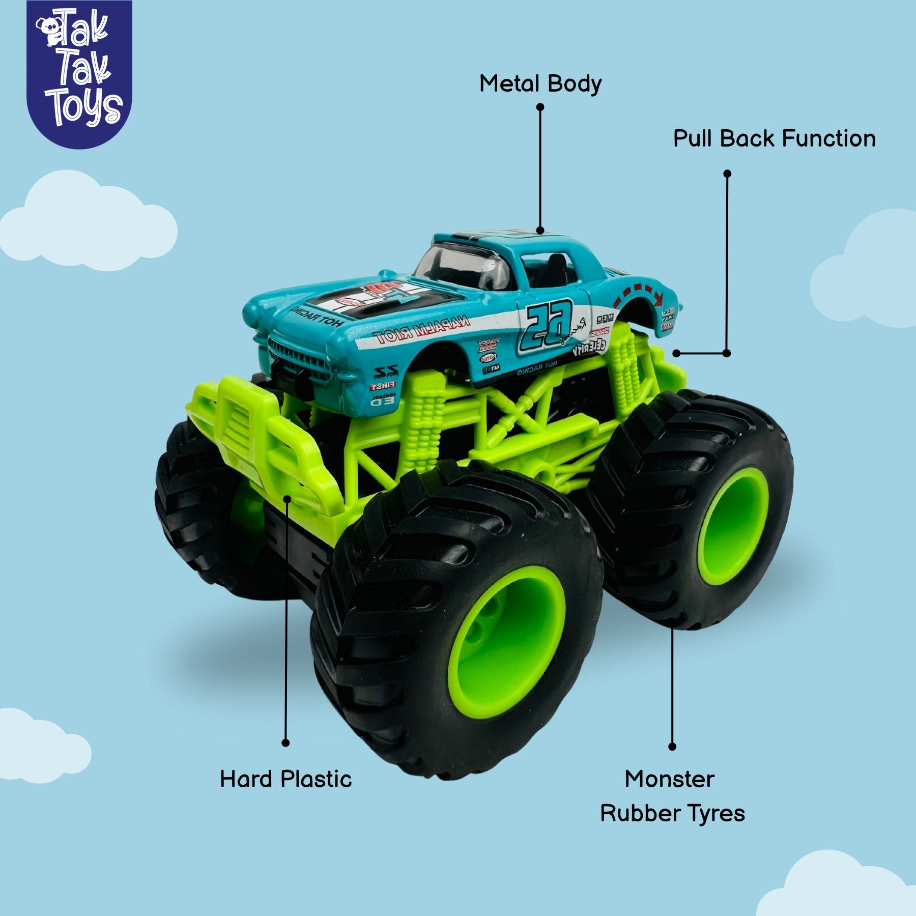 1:64 Die-Cast Off Road Monster Car With Metal Body | Blue/Green