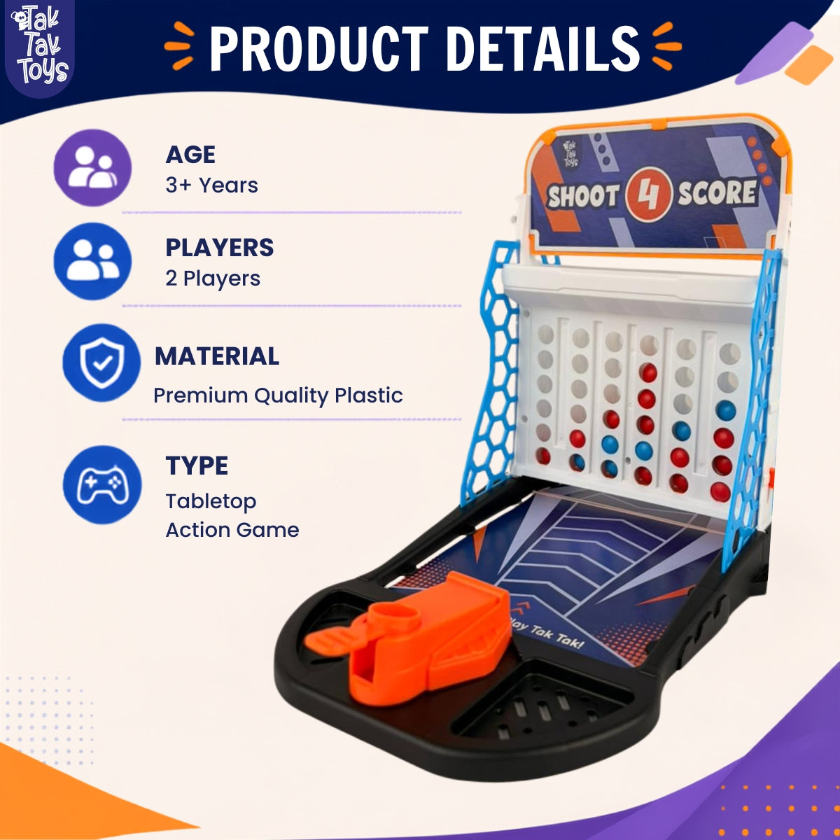 Shoot 4 Score Tabletop Game for Kids - 3 Ways to Play, 3+ Years
