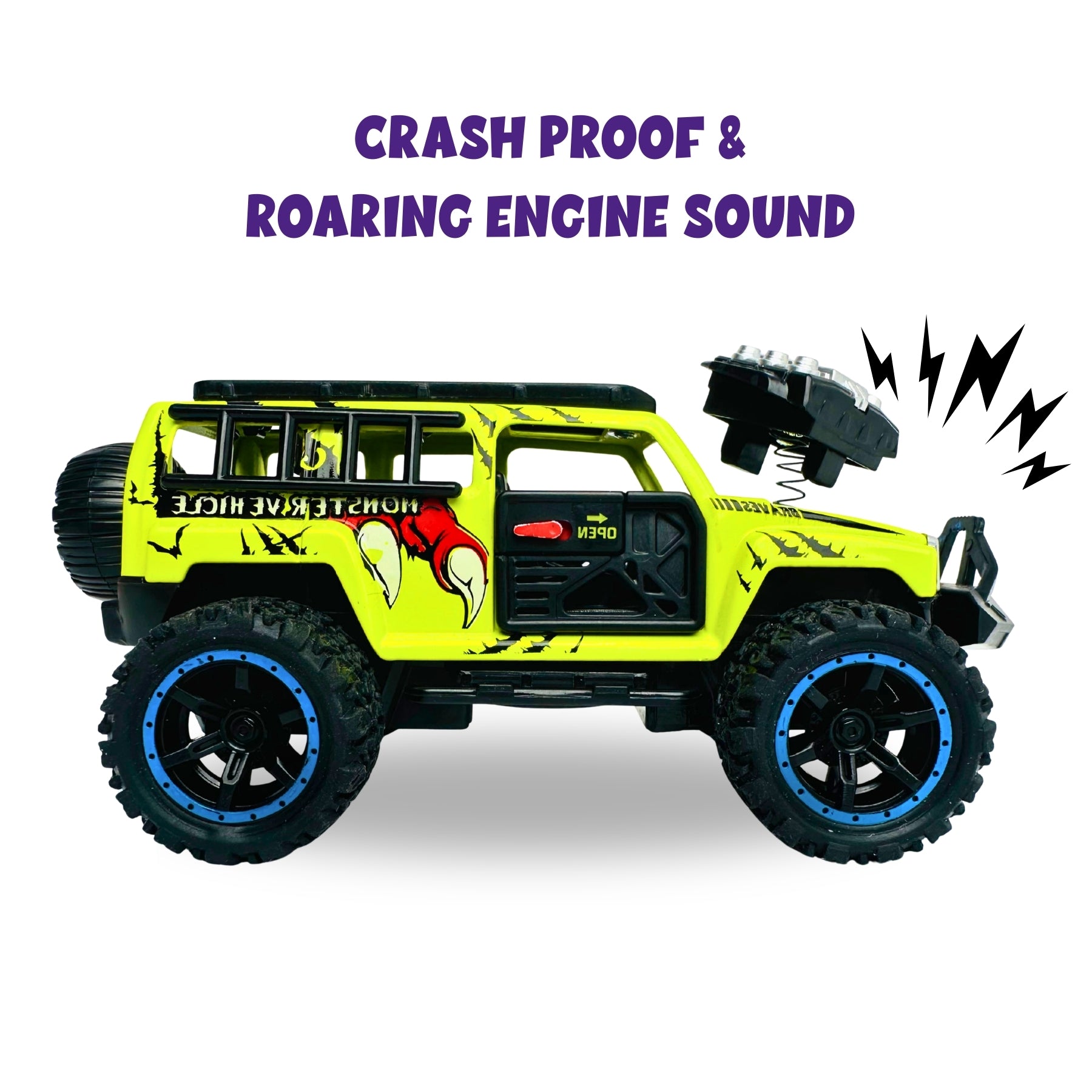 1:32 Die Cast Off Road Monster Car With Metal Body - 4 Seater | Green