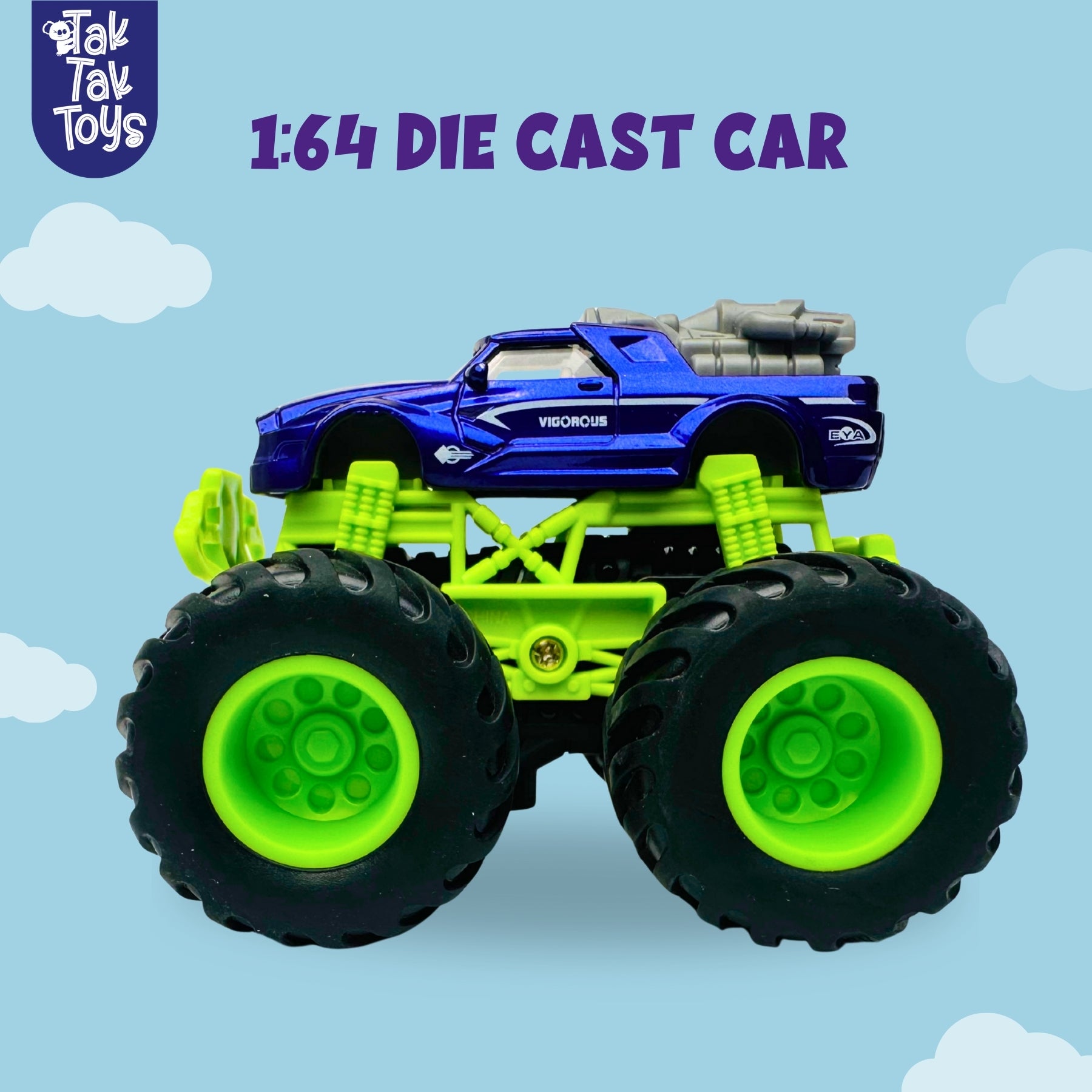1:64 Die-Cast Off Road Monster Car With Metal Body | Purple/Green