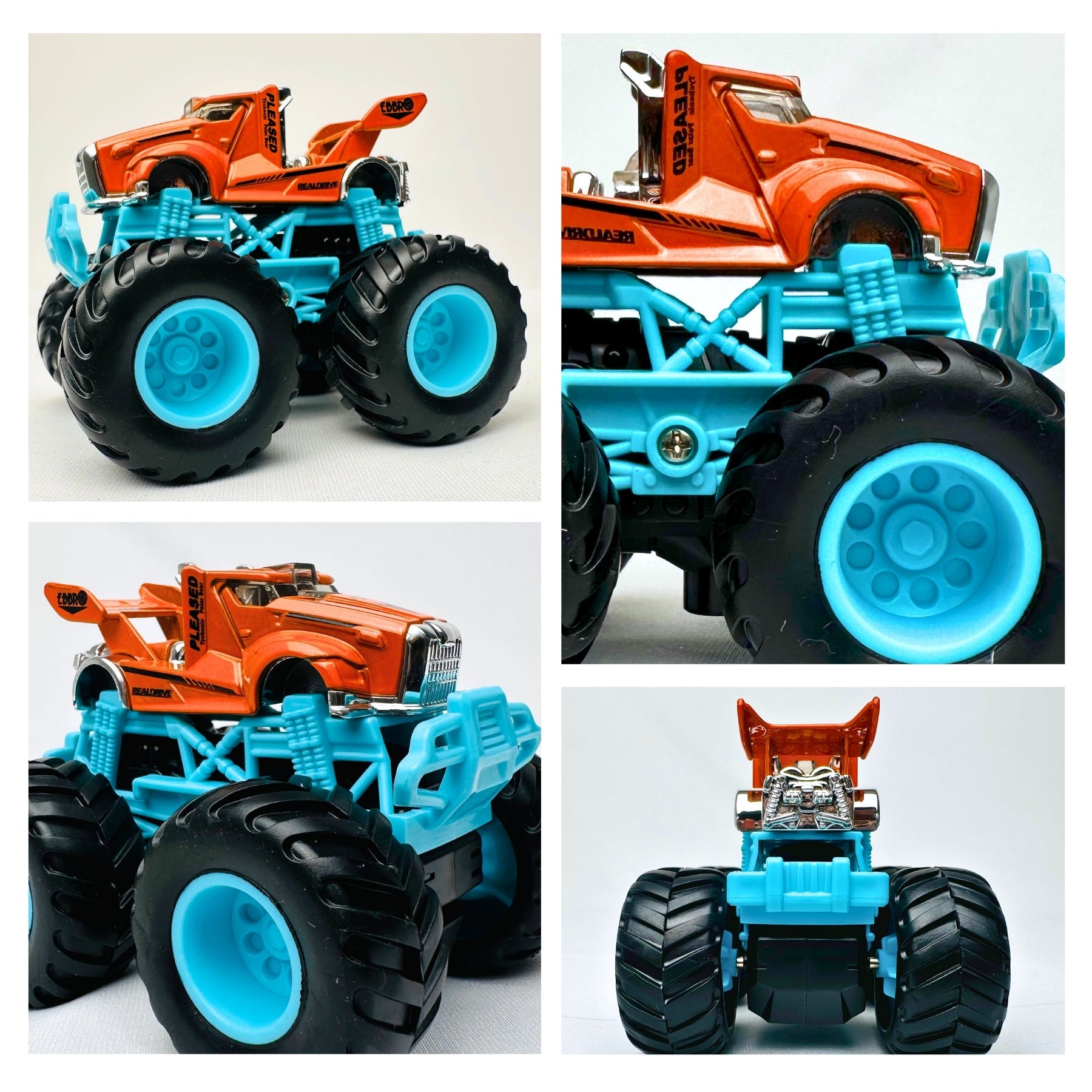 1:64 Die Cast Off Road Monster Car With Metal Body | Orange/Blue