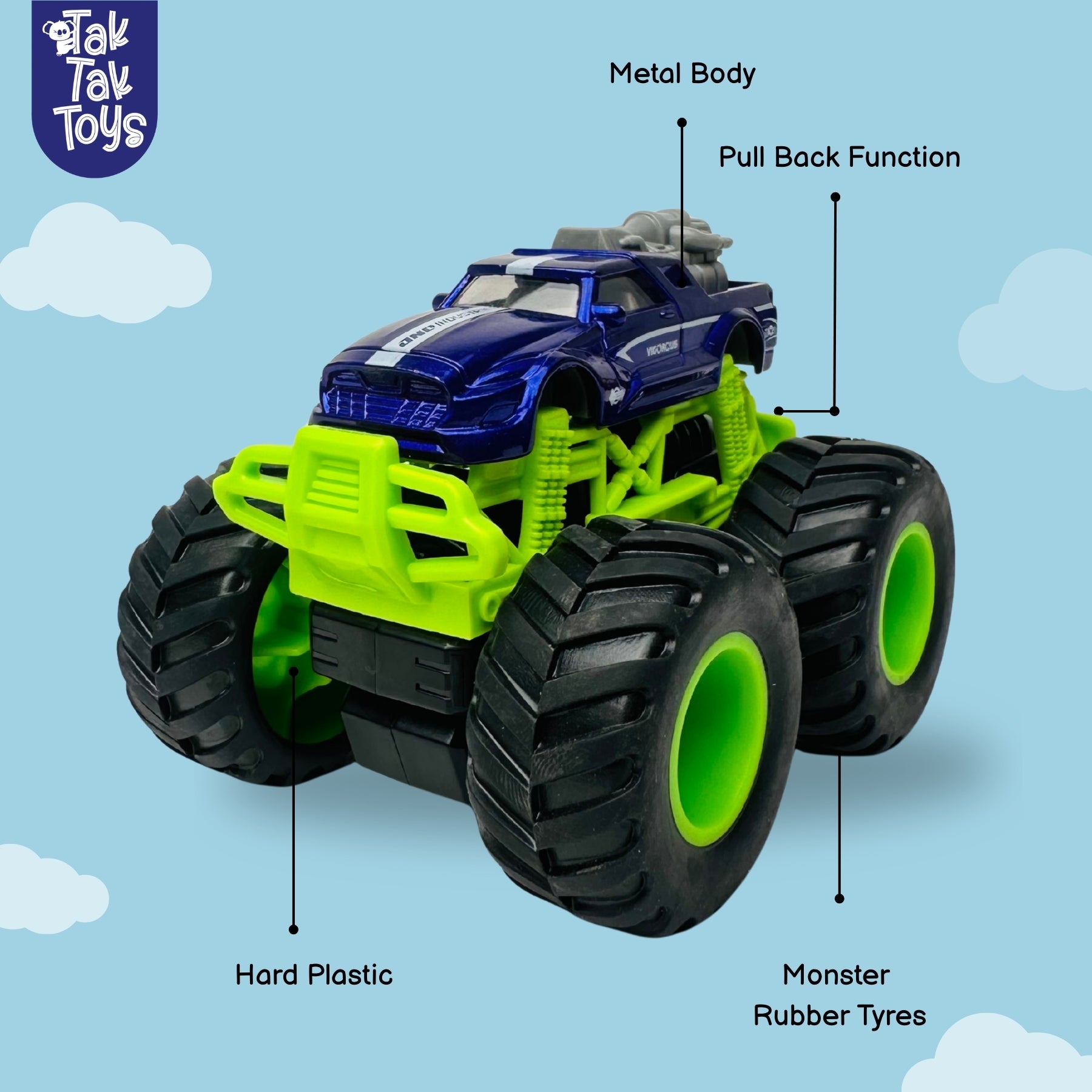 1:64 Die-Cast Off Road Monster Car With Metal Body | Purple/Green