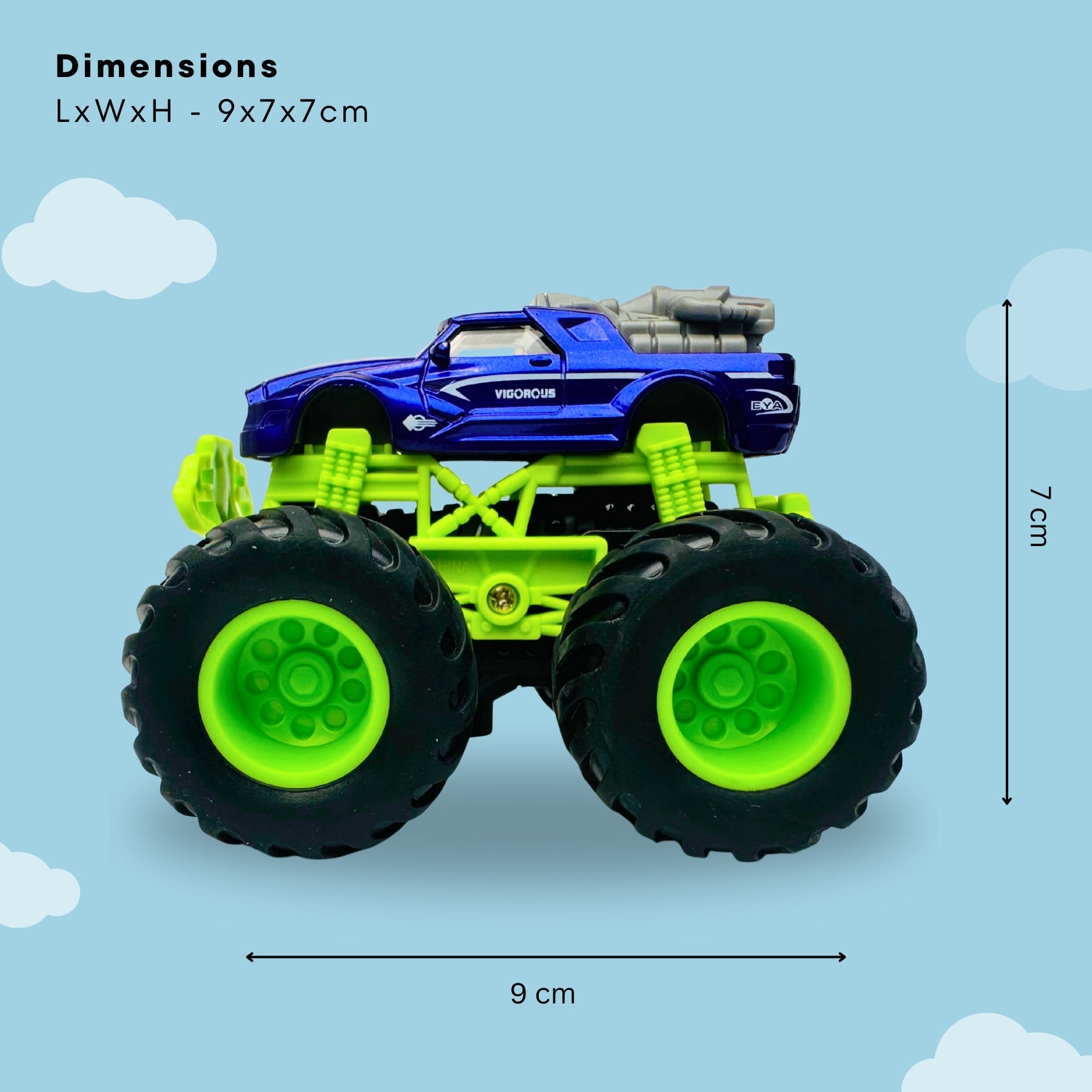 1:64 Die-Cast Off Road Monster Car With Metal Body | Purple/Green