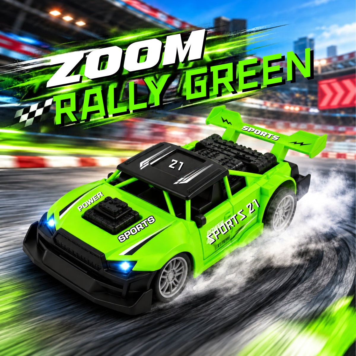 Zoom Rally - Rechargeable RC Car, Ages 4+ Years | Green
