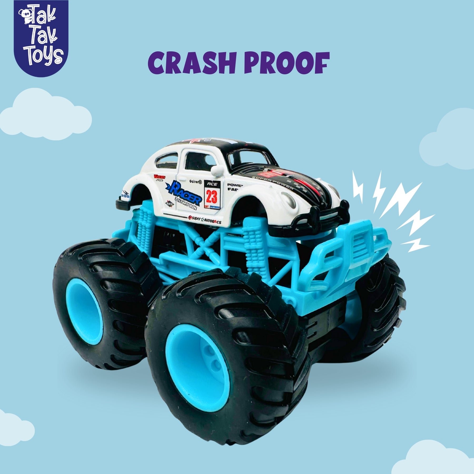 1:64 Die-Cast Off Road Monster Car With Metal Body | Black/White/Blue