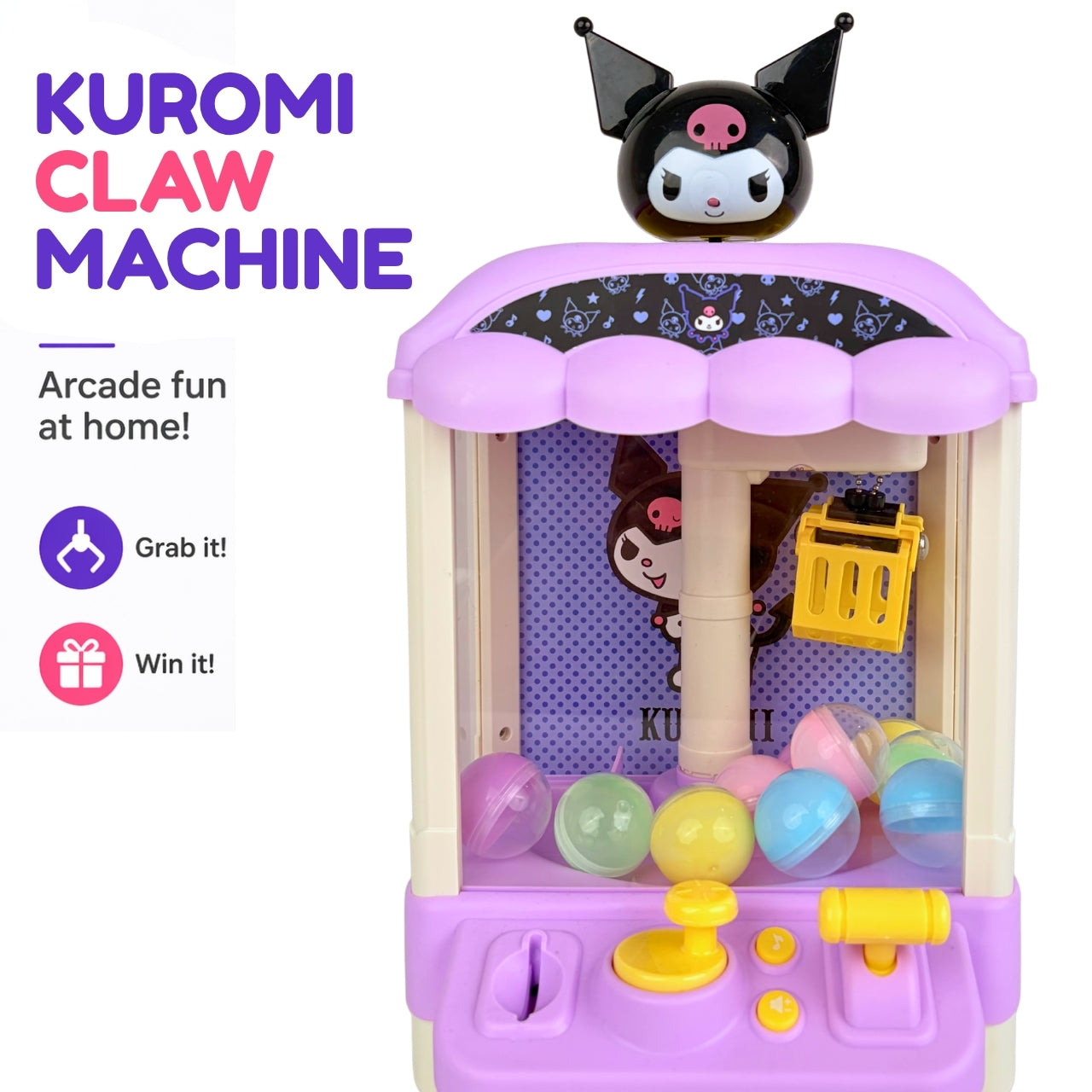 Hello Kitty Kuromi Claw Machine - Mini Arcade Toy, Ages 3+ Years