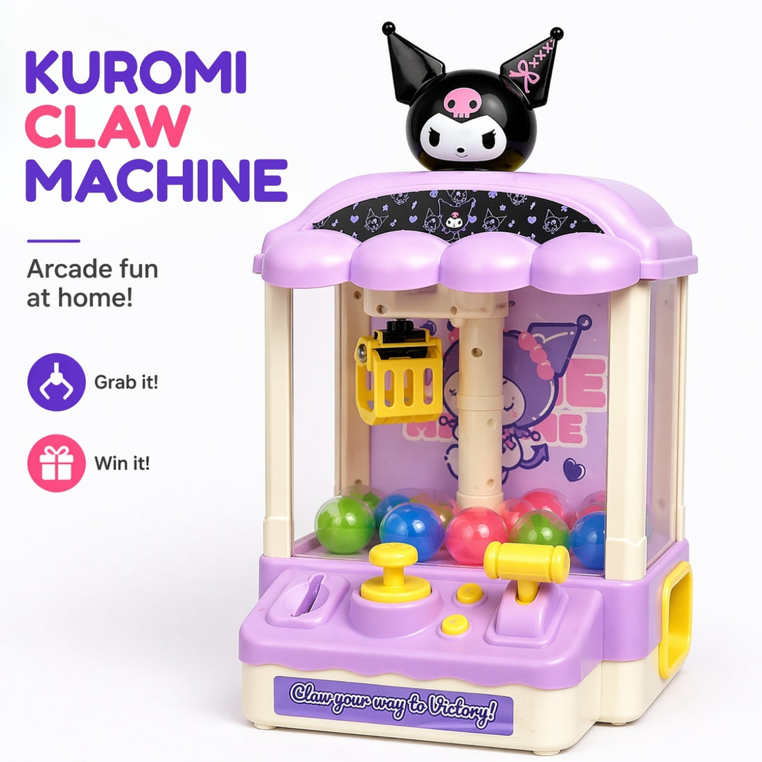 Hello Kitty Kuromi Claw Machine - Mini Arcade Toy, Ages 3+ Years