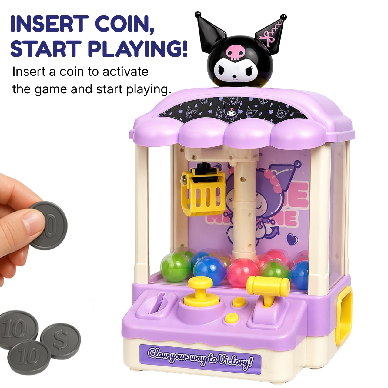 Hello Kitty Kuromi Claw Machine - Mini Arcade Toy, Ages 3+ Years