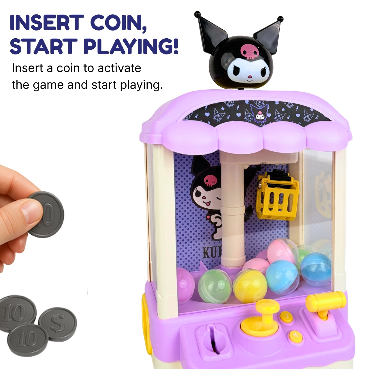Hello Kitty Kuromi Claw Machine - Mini Arcade Toy, Ages 3+ Years