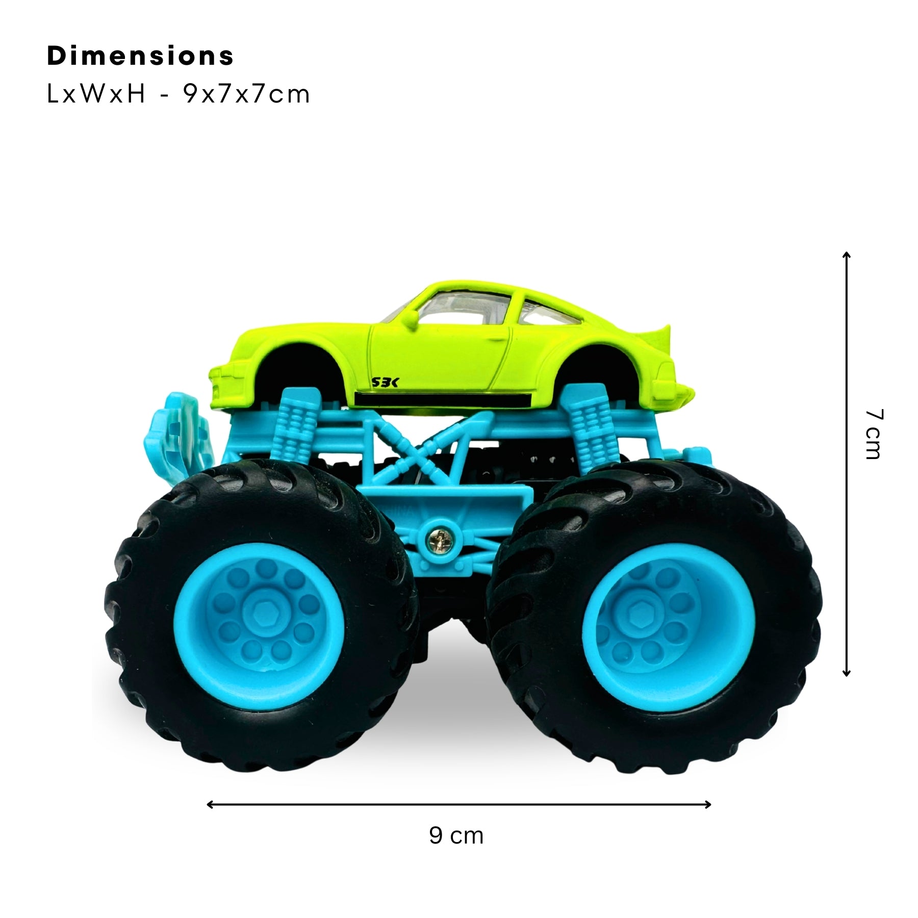 1:64 Die Cast Off Road Monster Car With Metal Body | Green/Blue