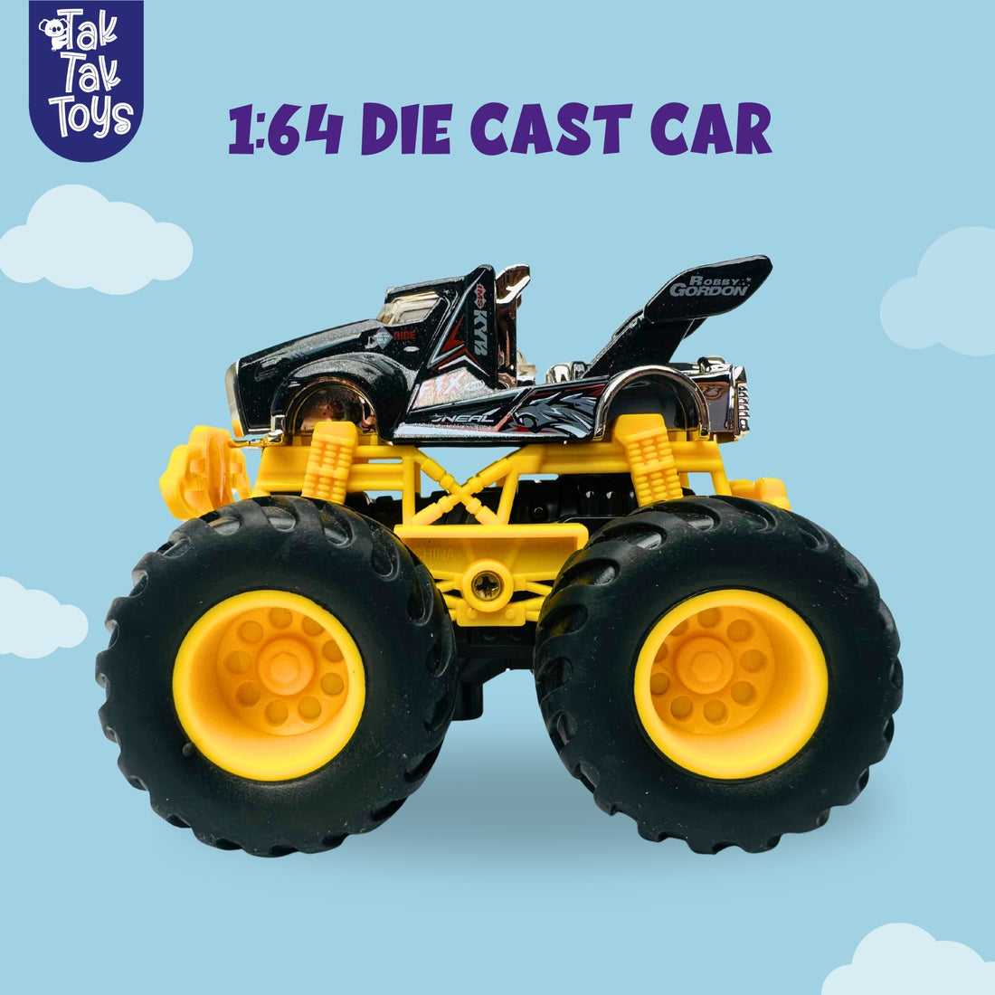 1:64 Die-Cast Off Road Monster Car With Metal Body | Black/Yellow