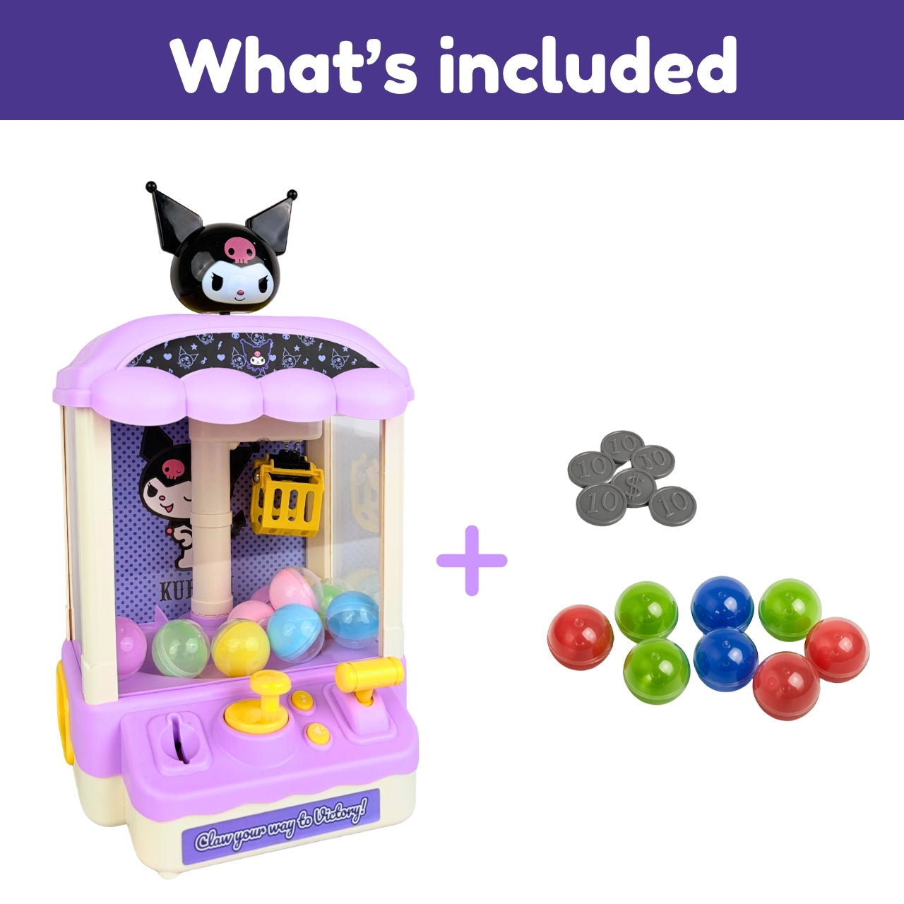 Hello Kitty Kuromi Claw Machine - Mini Arcade Toy, Ages 3+ Years