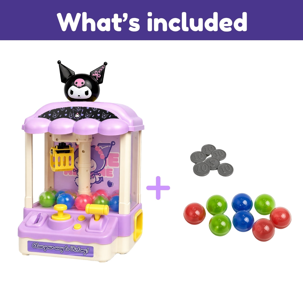 Hello Kitty Kuromi Claw Machine - Mini Arcade Toy, Ages 3+ Years