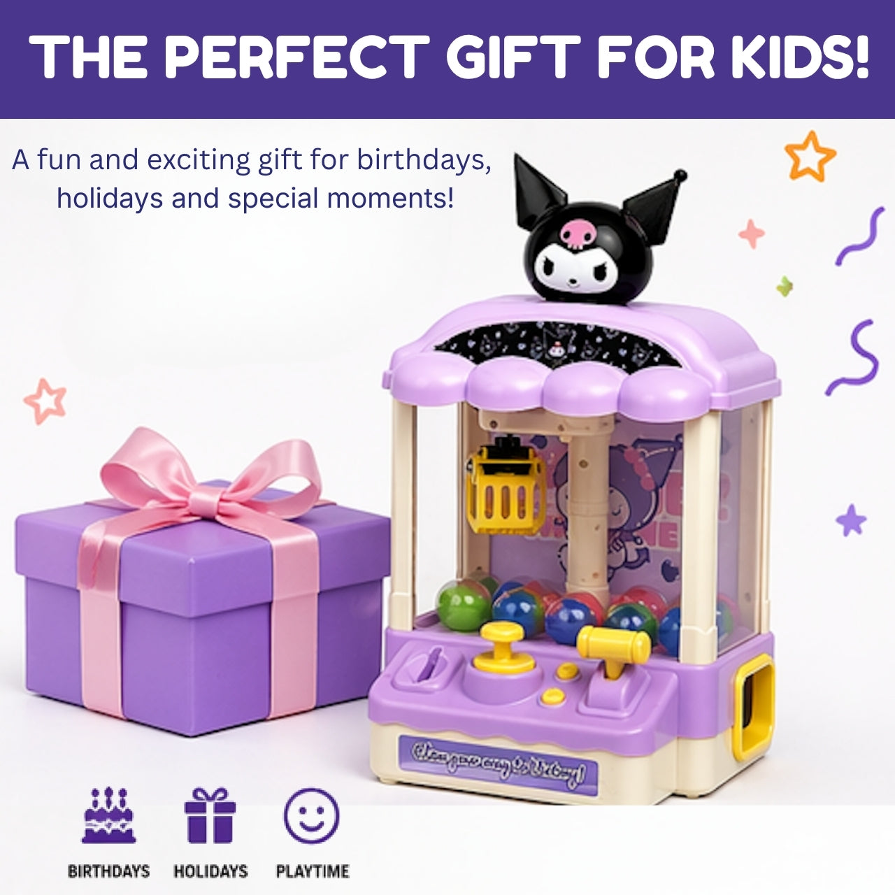 Hello Kitty Kuromi Claw Machine - Mini Arcade Toy, Ages 3+ Years