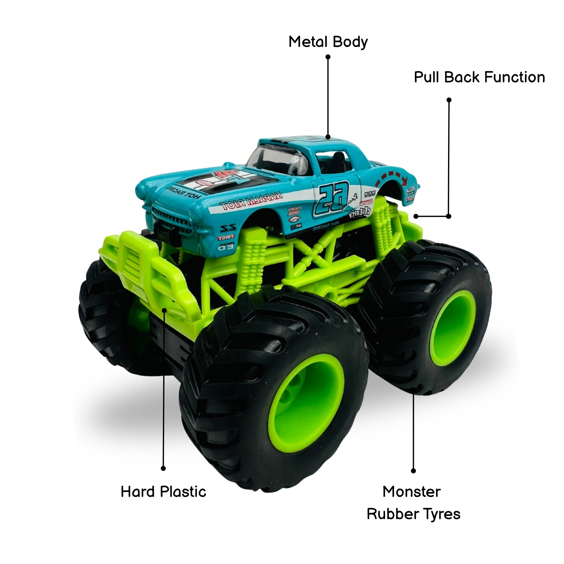 1:64 Die Cast Off Road Monster Car With Metal Body | Blue/Green