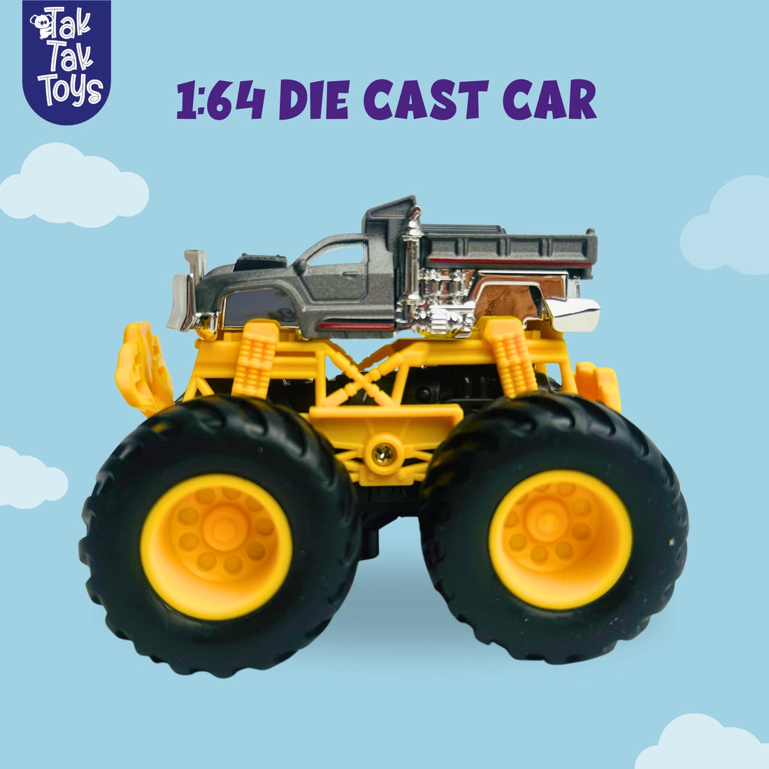 1:64 Die-Cast Off Road Monster Car With Metal Body | Grey/Yellow