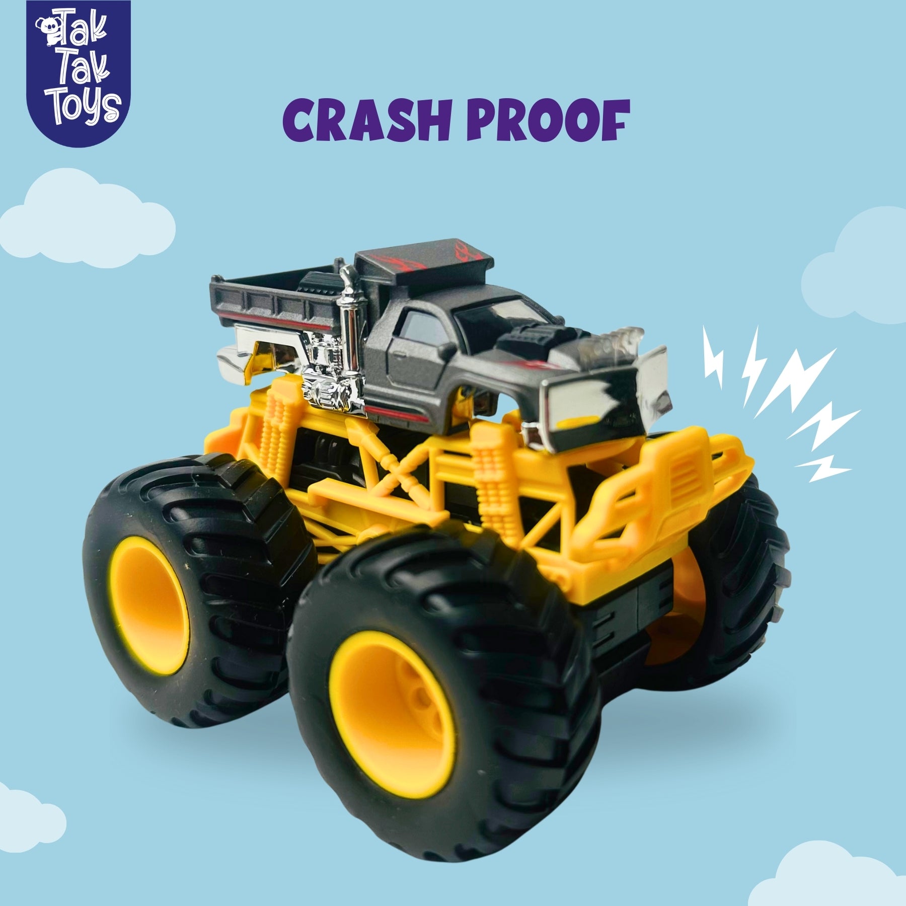 1:64 Die-Cast Off Road Monster Car With Metal Body | Grey/Yellow