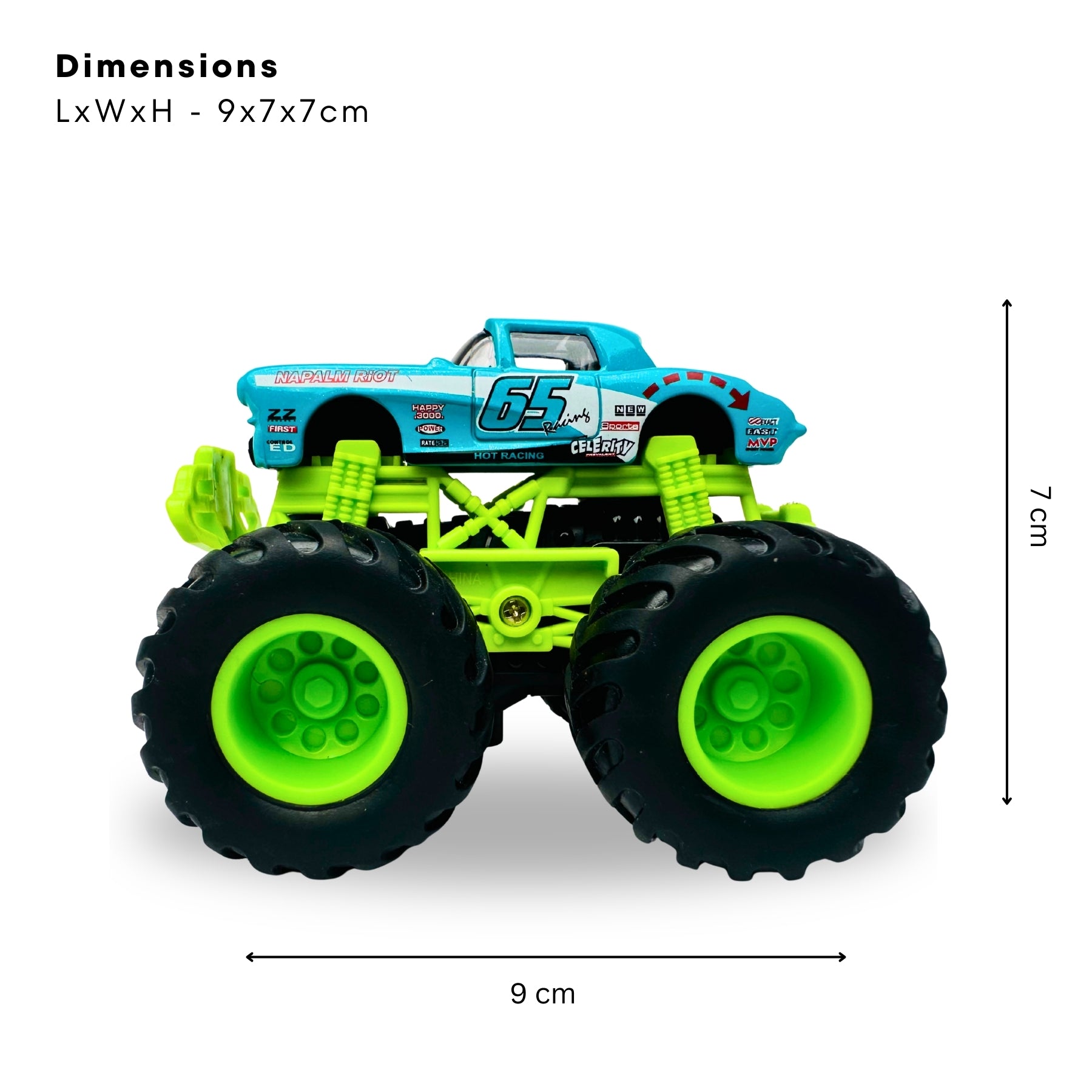1:64 Die Cast Off Road Monster Car With Metal Body | Blue/Green