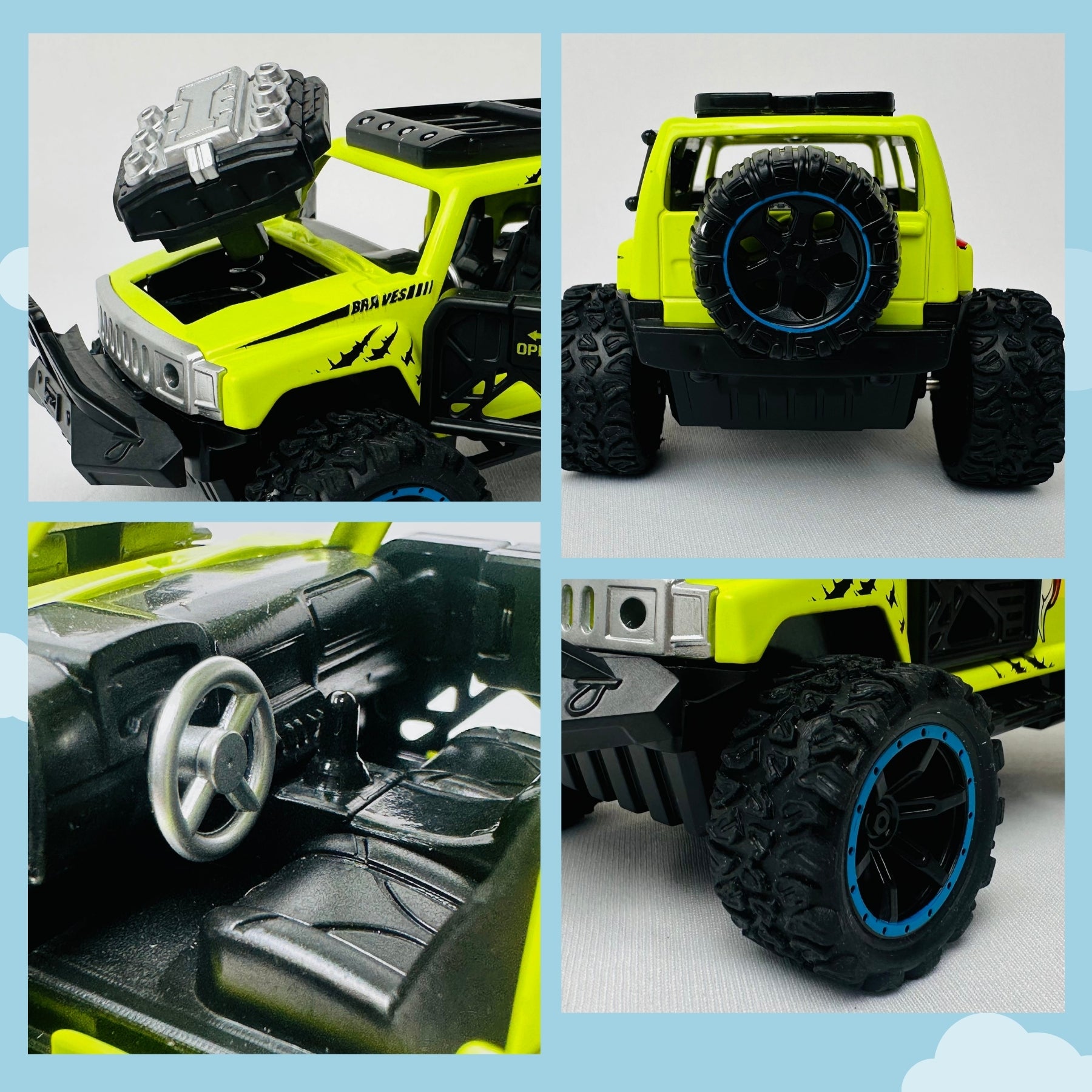 1:32 Die-Cast Off Road Monster Car With Metal Body - 4 Seater | Green