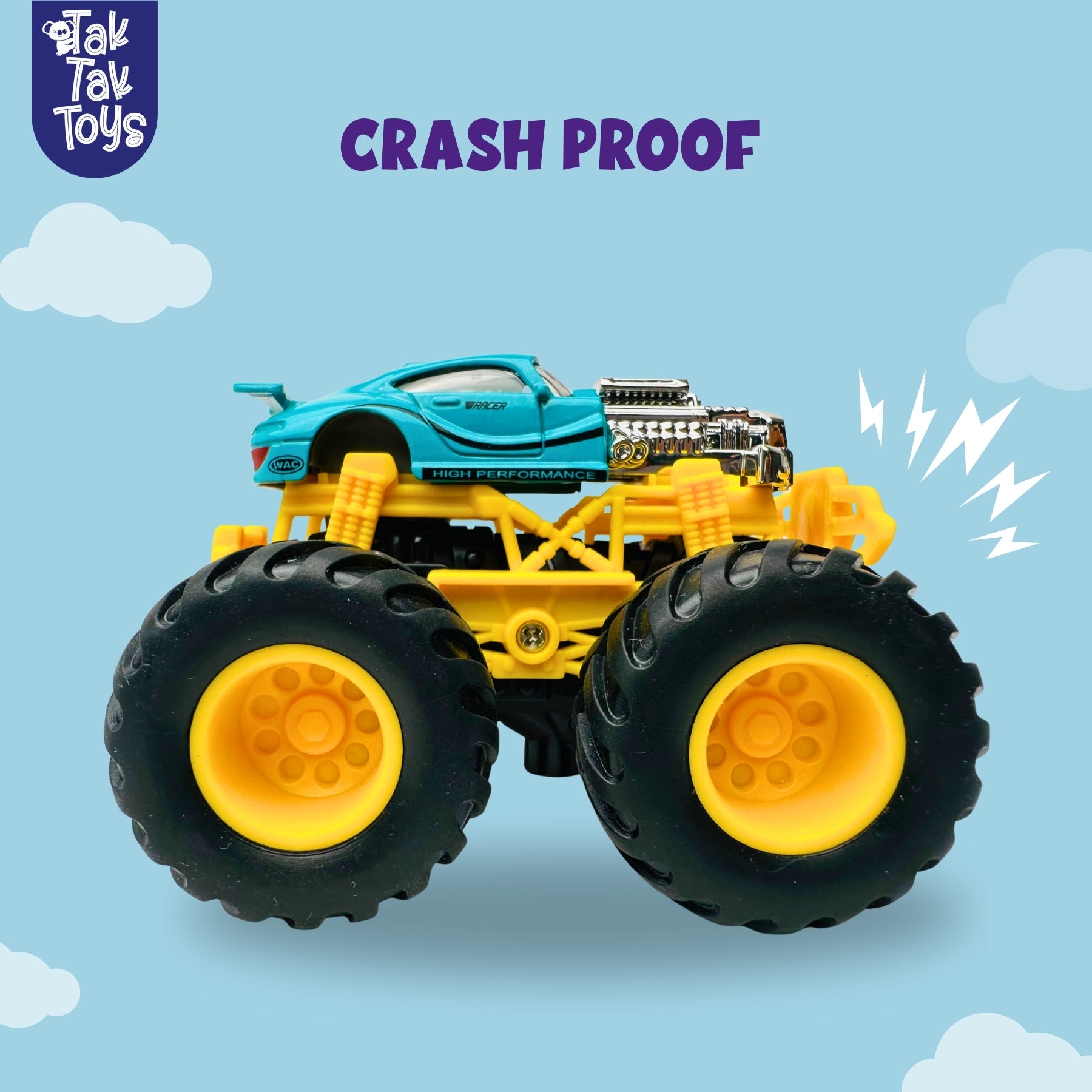 1:64 Die-Cast Off Road Monster Car With Metal Body | Blue/Silver/Yellow