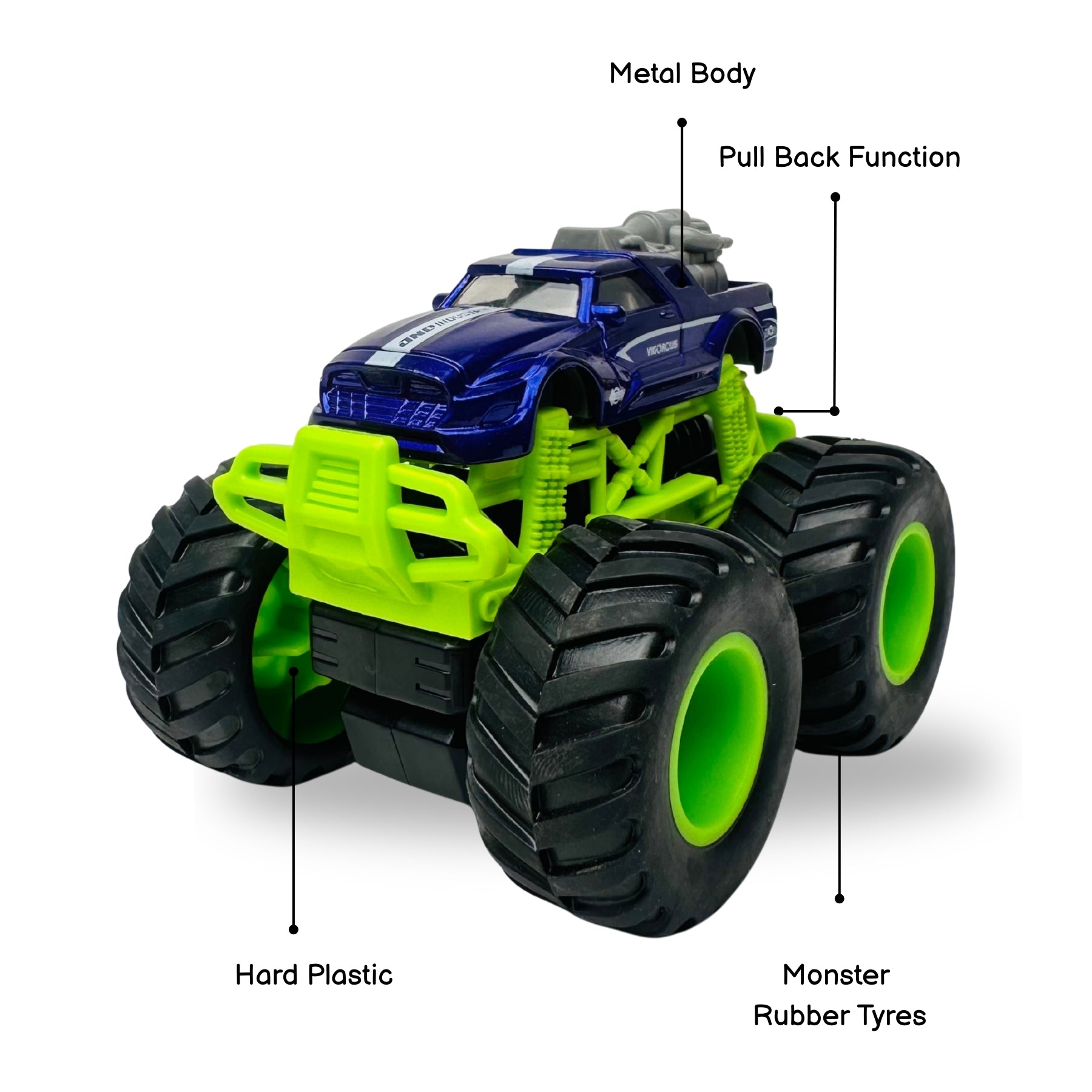 1:64 Die Cast Off Road Monster Car With Metal Body | Purple/Green