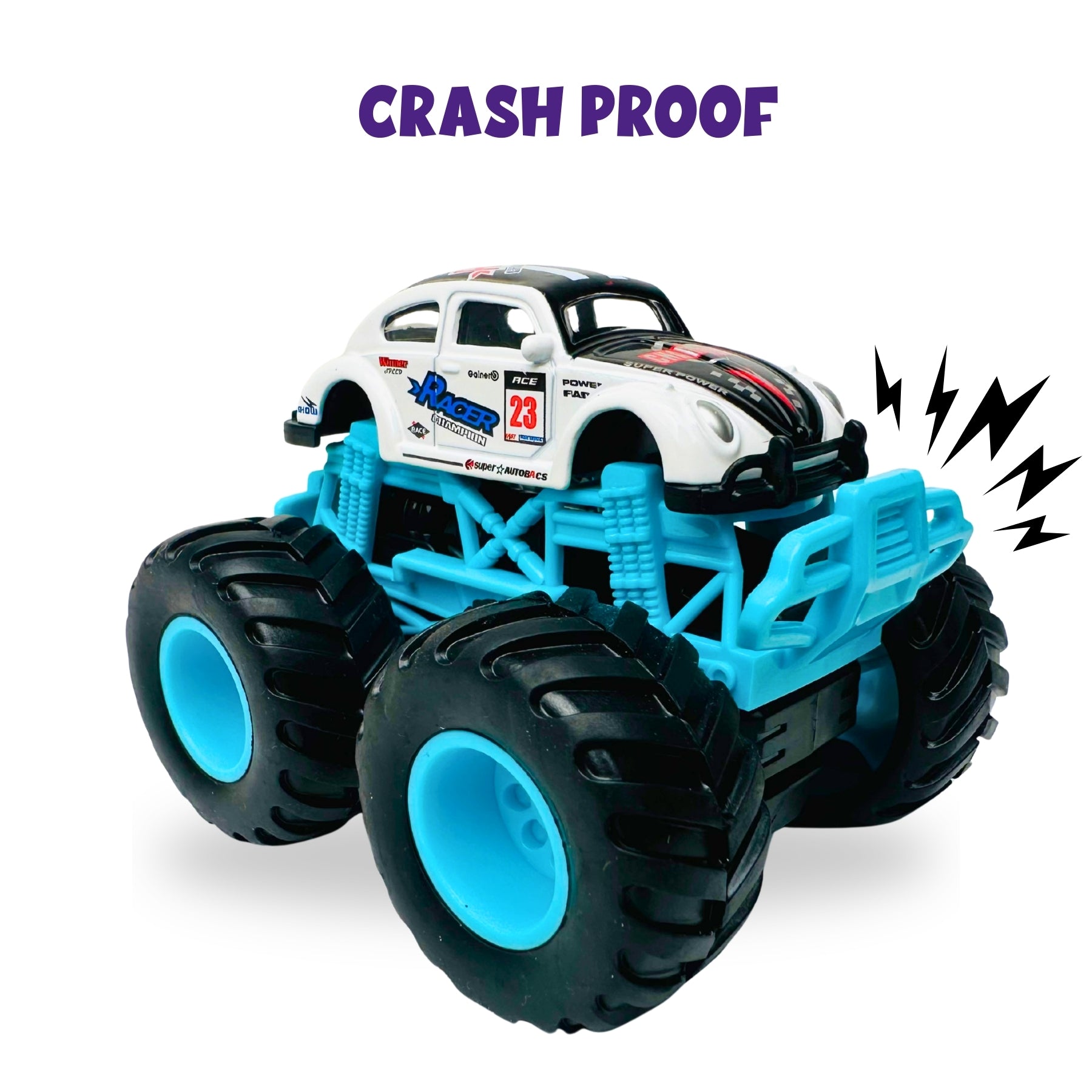 1:64 Die Cast Off Road Monster Car With Metal Body | Black/White/Blue