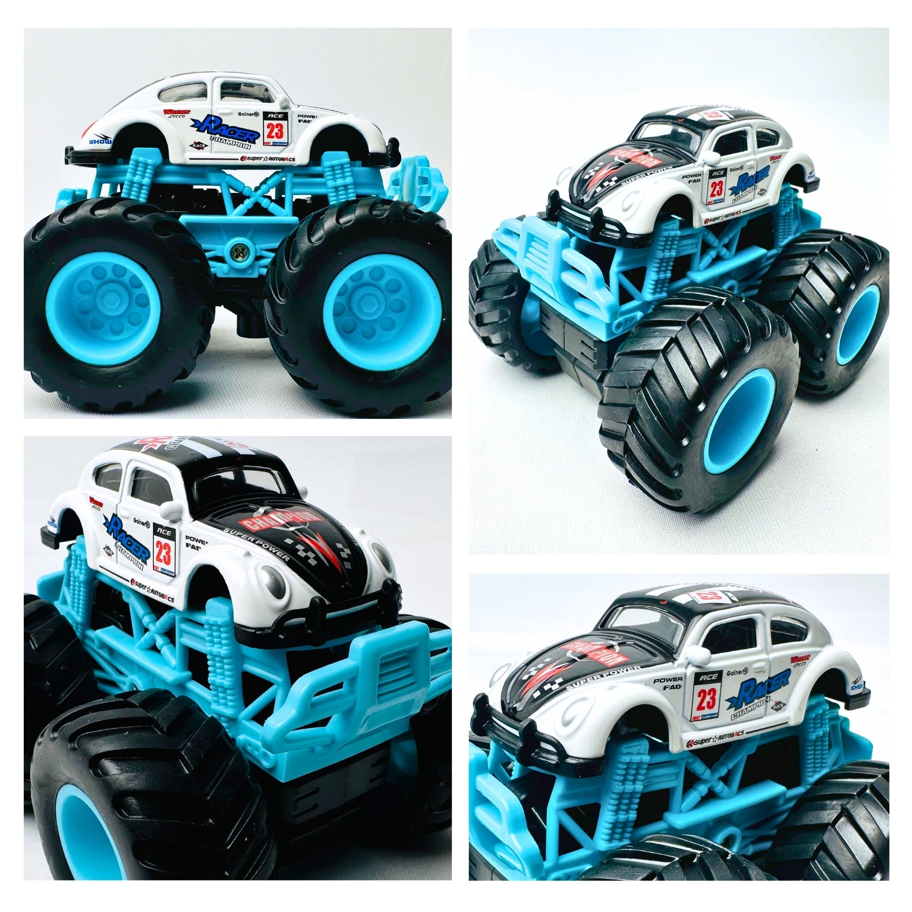 1:64 Die Cast Off Road Monster Car With Metal Body | Black/White/Blue