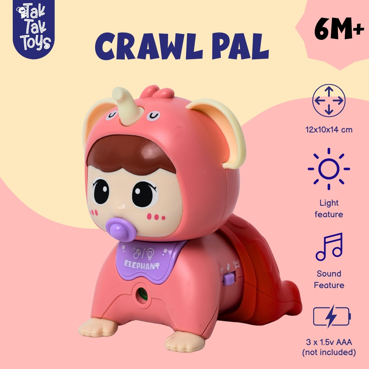 CrawlPal - Crawling Toy with Lights & Sound