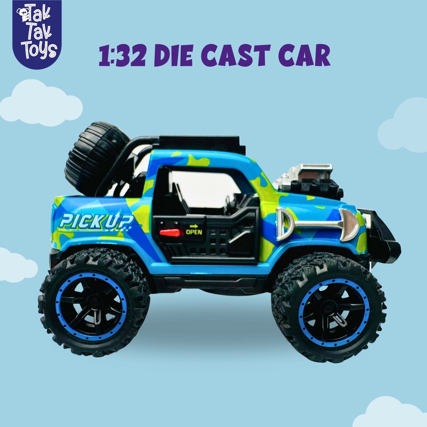 1:32 Die-Cast Off Road Monster Car With Metal Body - 2 Seater | Blue