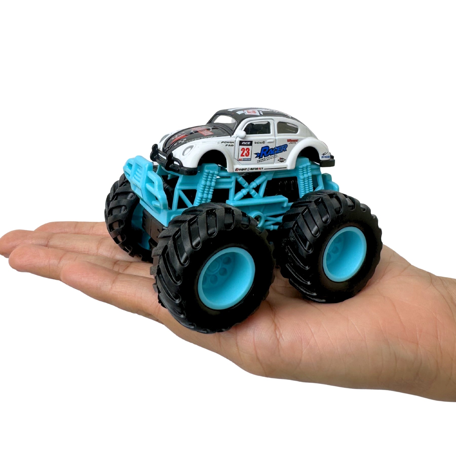1:64 Die Cast Off Road Monster Car With Metal Body | Black/White/Blue