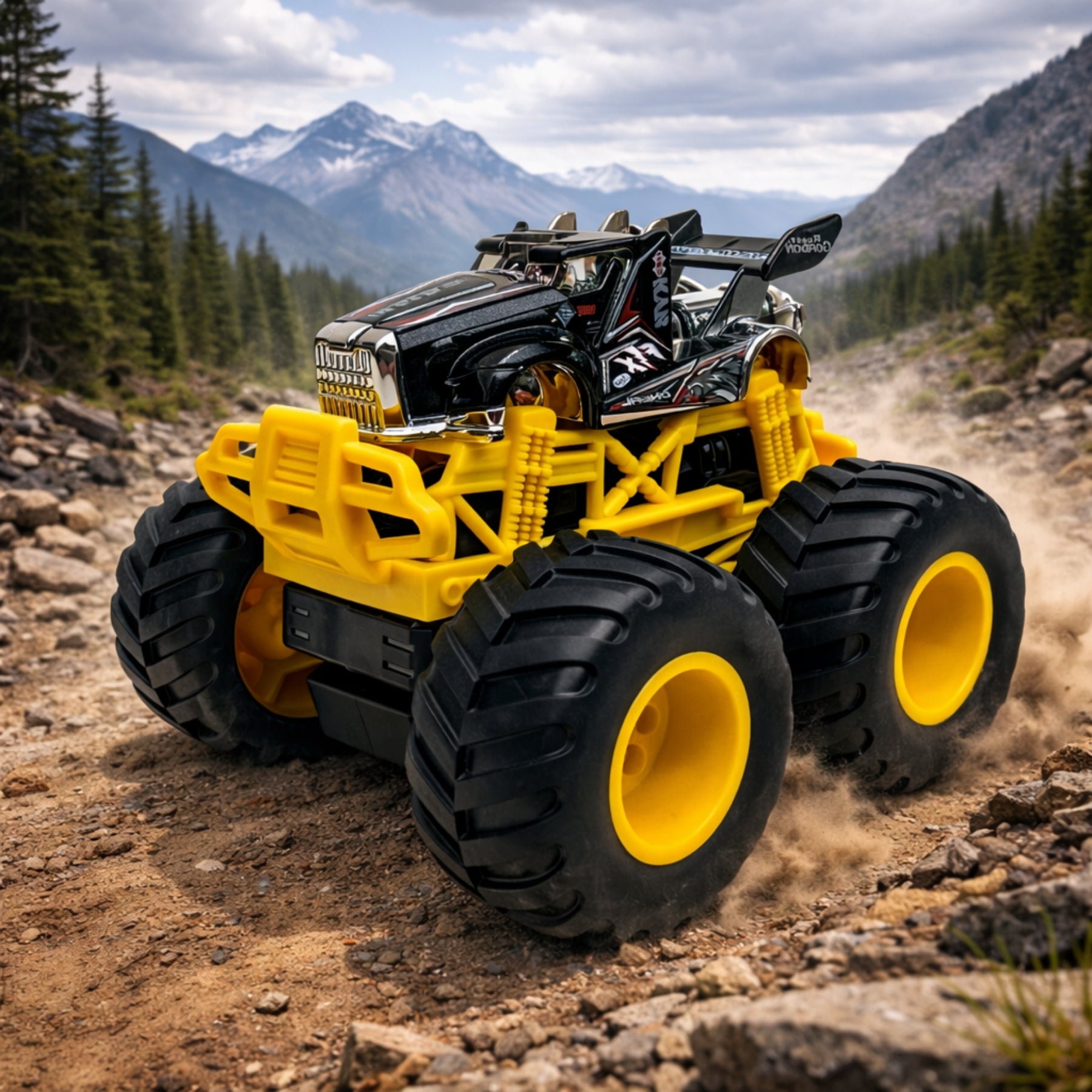 1:64 Die Cast Off Road Monster Car With Metal Body | Black/Yellow