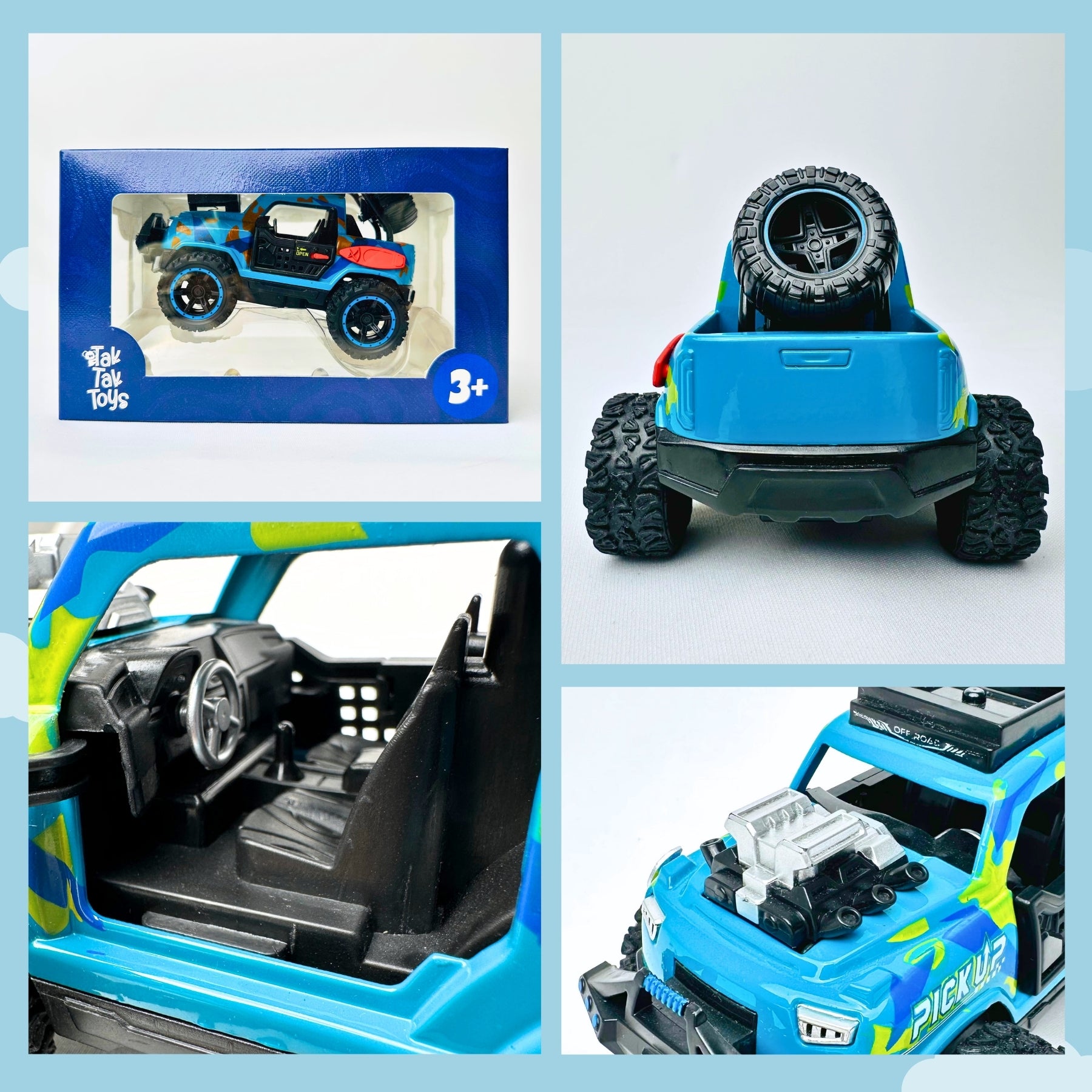 1:32 Die-Cast Off Road Monster Car With Metal Body - 2 Seater | Blue