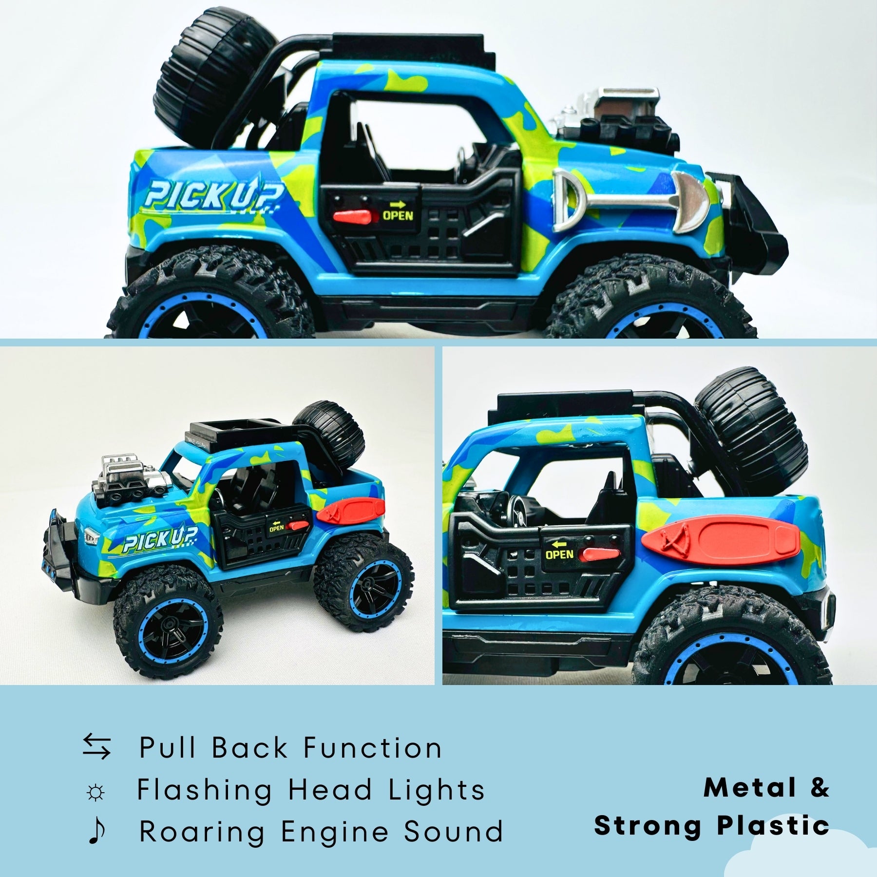 1:32 Die-Cast Off Road Monster Car With Metal Body - 2 Seater | Blue