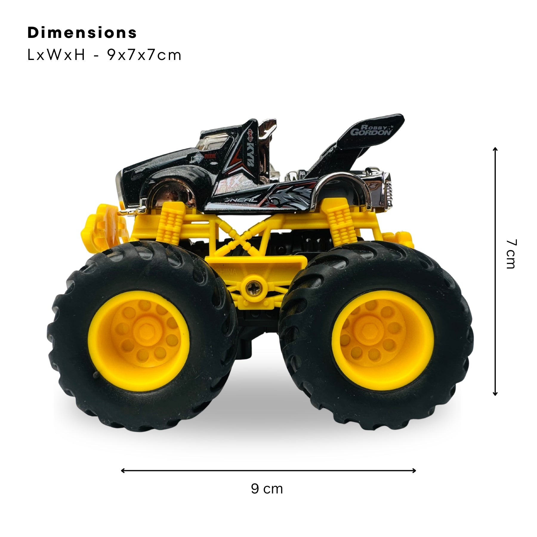 1:64 Die Cast Off Road Monster Car With Metal Body | Black/Yellow