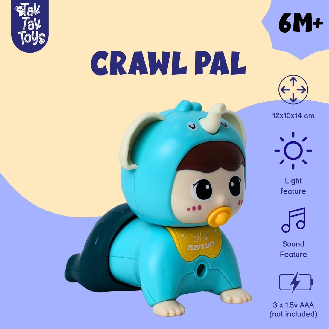 CrawlPal - Crawling Toy with Lights & Sound