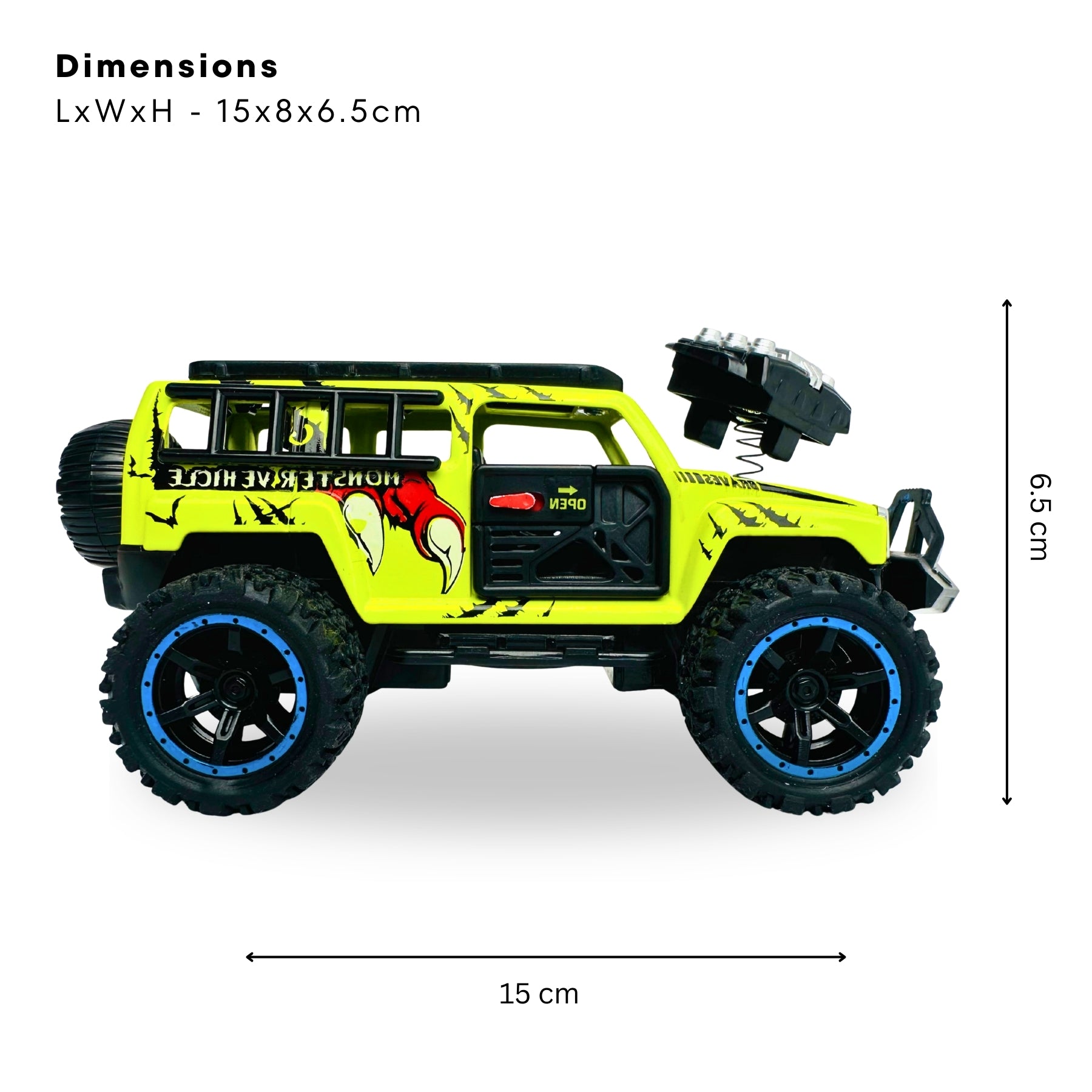 1:32 Die Cast Off Road Monster Car With Metal Body - 4 Seater | Green