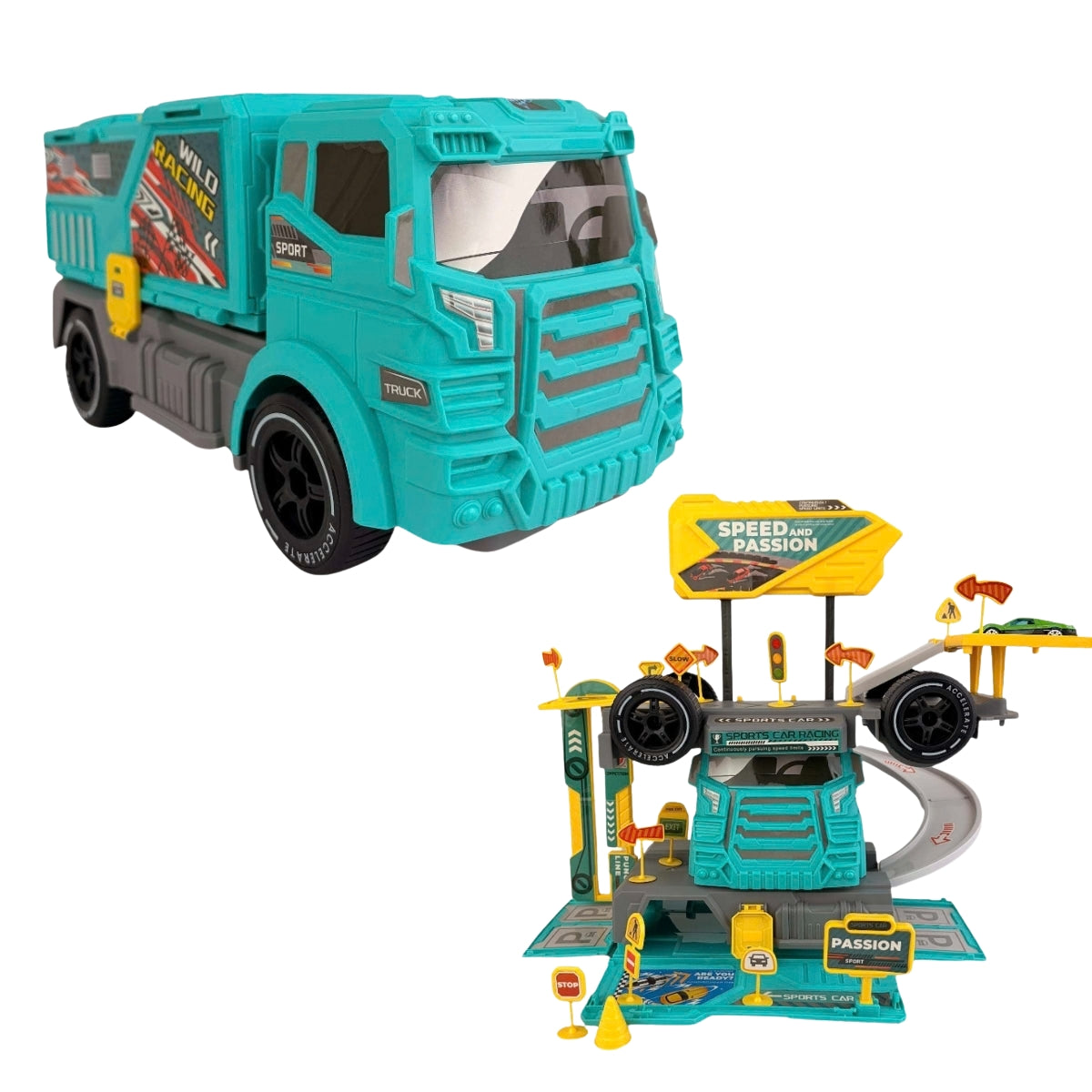 2 in 1 Truck Garage Playset, Ages 3+ Years