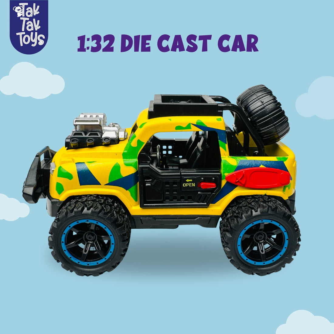 1:32 Die-Cast Off Road Monster Car With Metal Body - 2 Seater | Yellow
