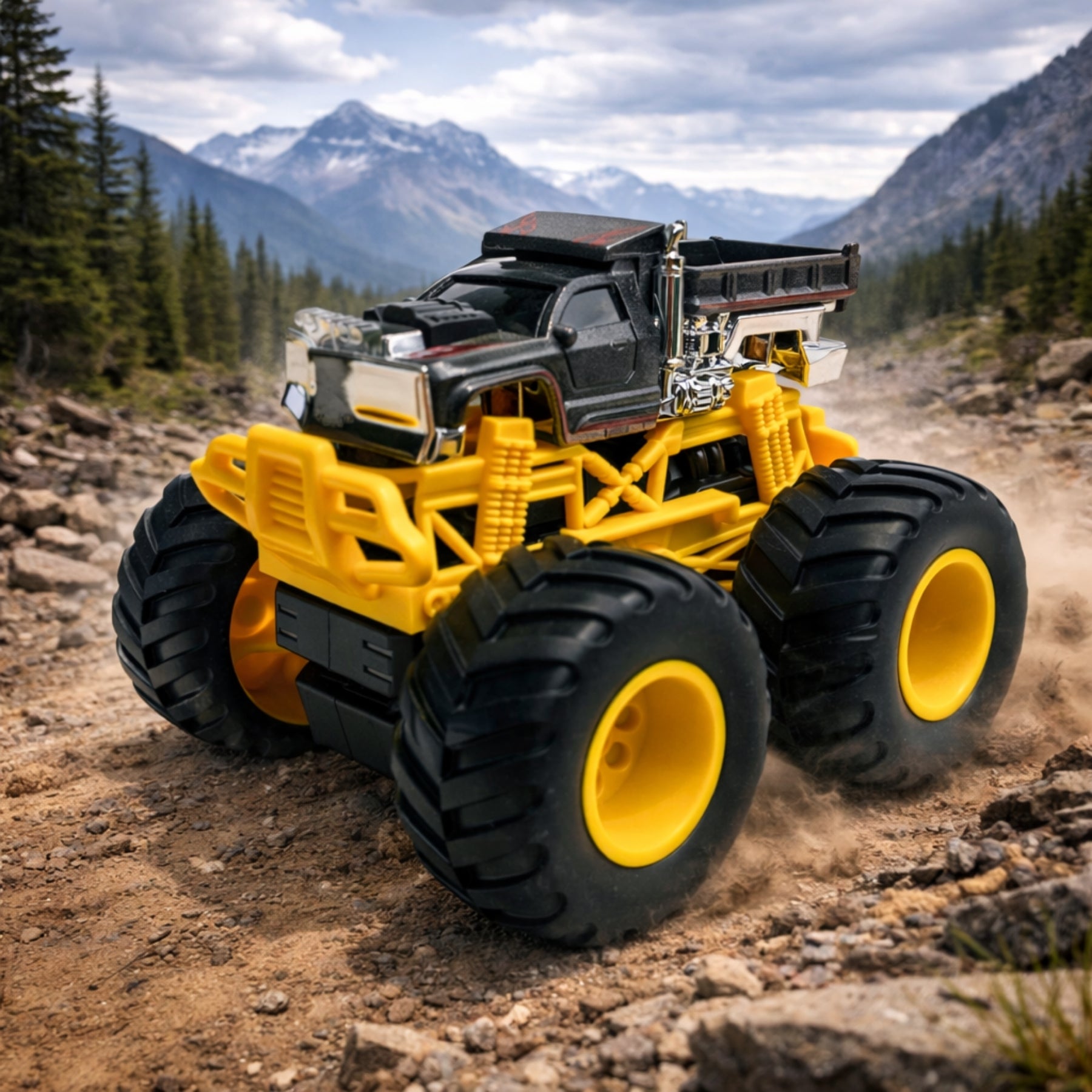 1:64 Die Cast Off Road Monster Car With Metal Body | Grey/Yellow