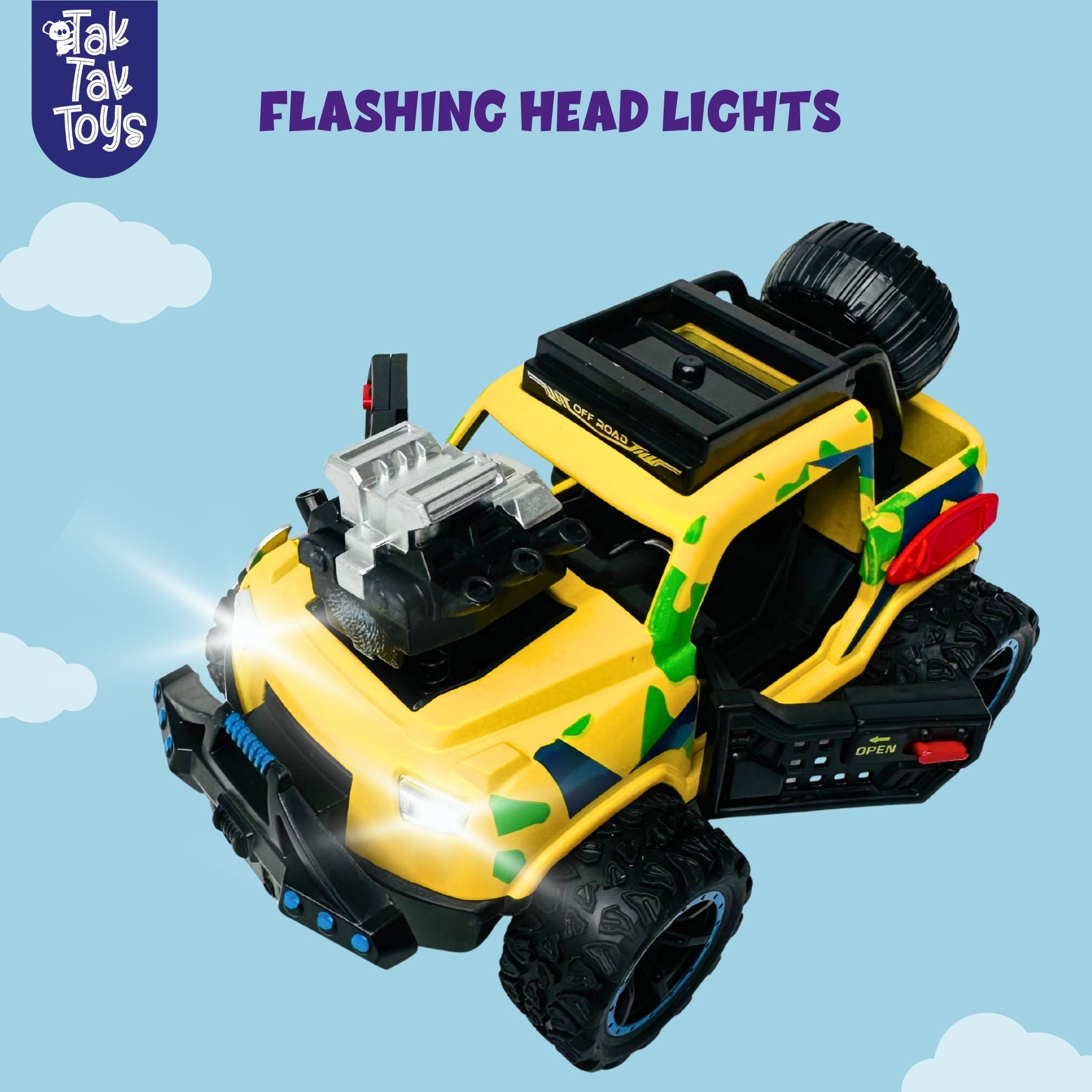 1:32 Die-Cast Off Road Monster Car With Metal Body - 2 Seater | Yellow