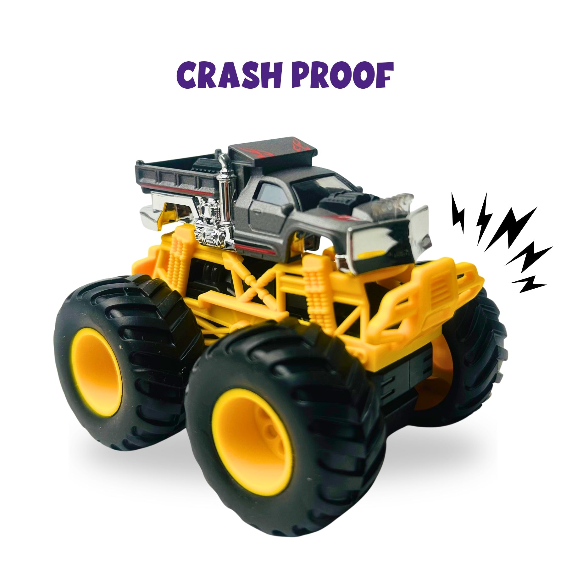 1:64 Die Cast Off Road Monster Car With Metal Body | Grey/Yellow