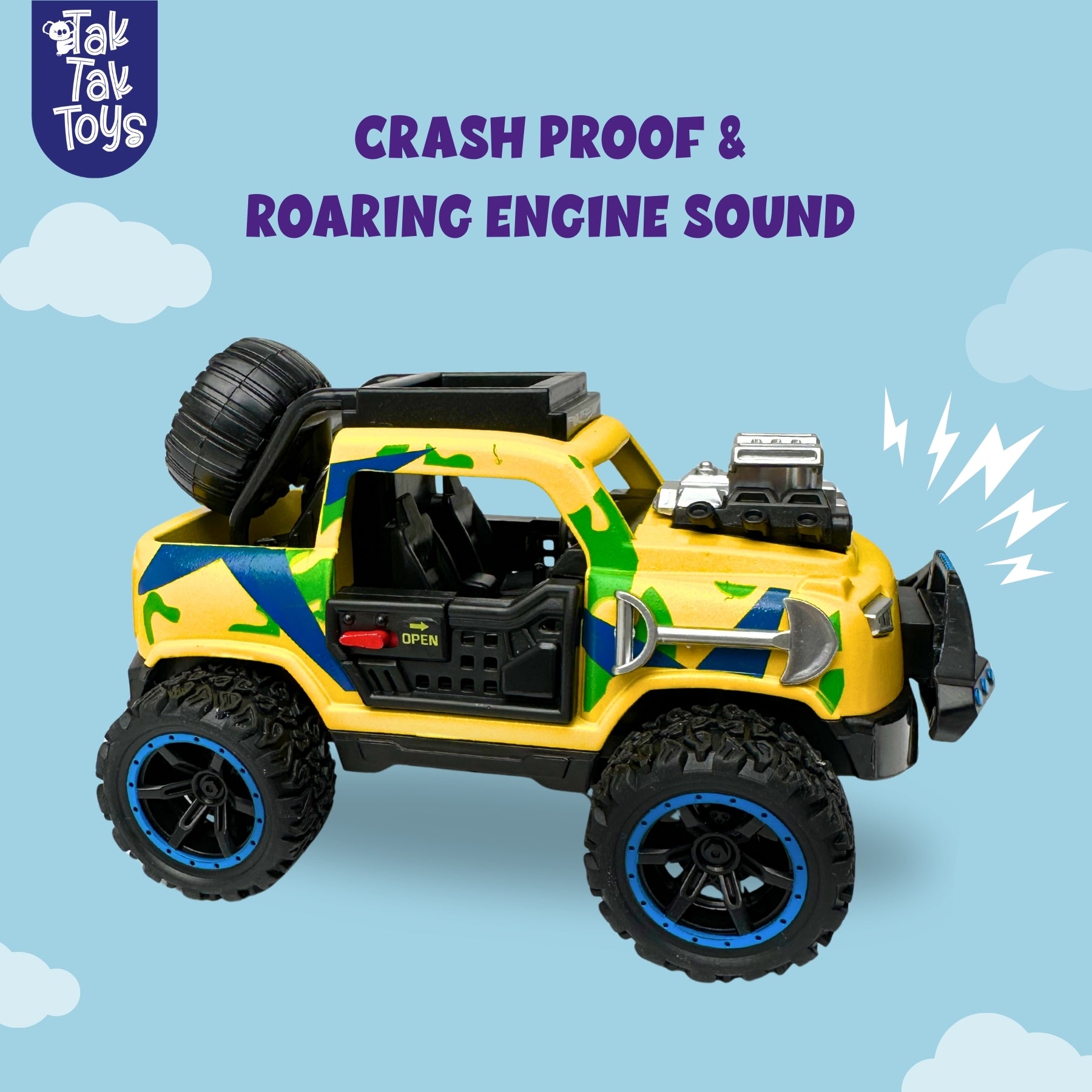 1:32 Die-Cast Off Road Monster Car With Metal Body - 2 Seater | Yellow