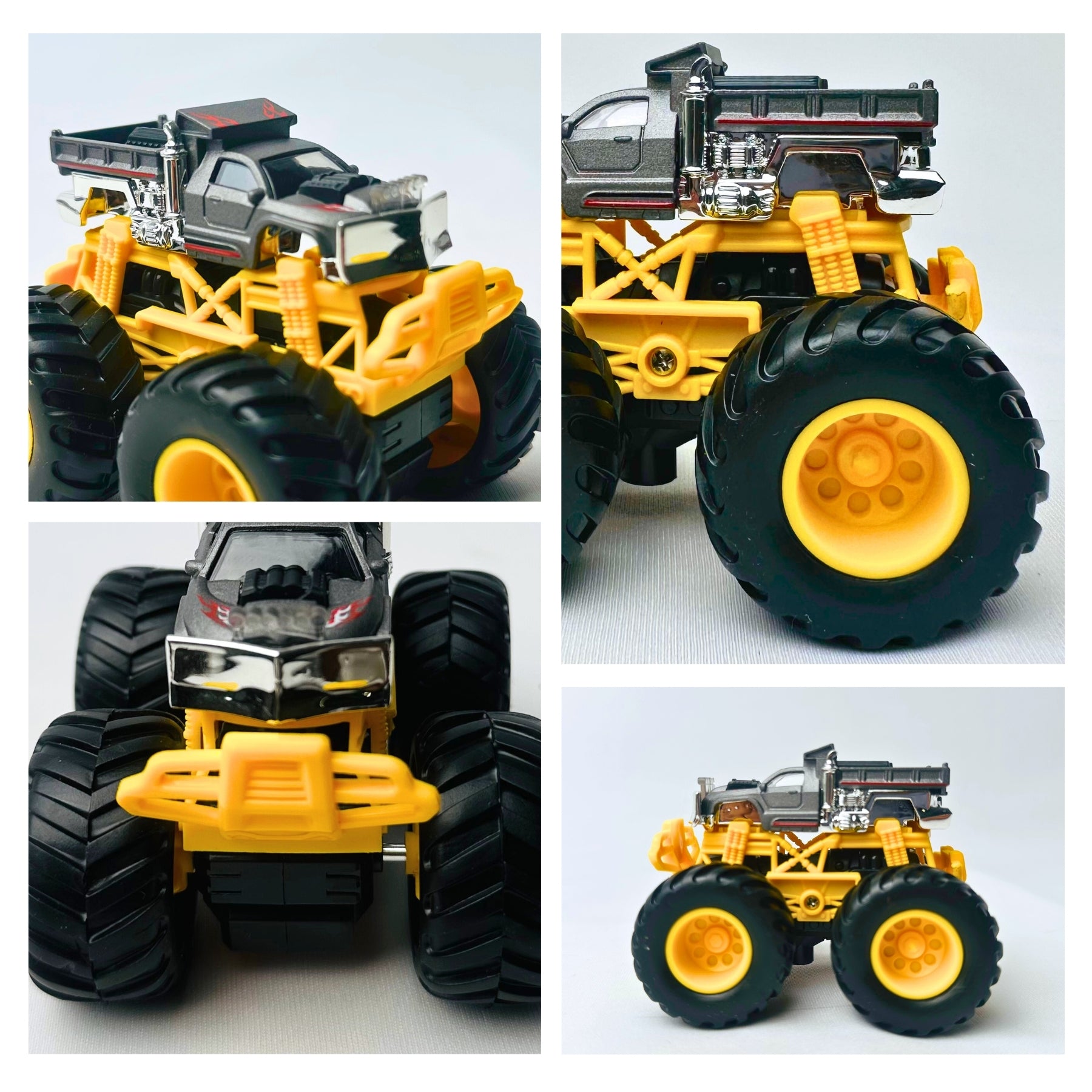 1:64 Die Cast Off Road Monster Car With Metal Body | Grey/Yellow
