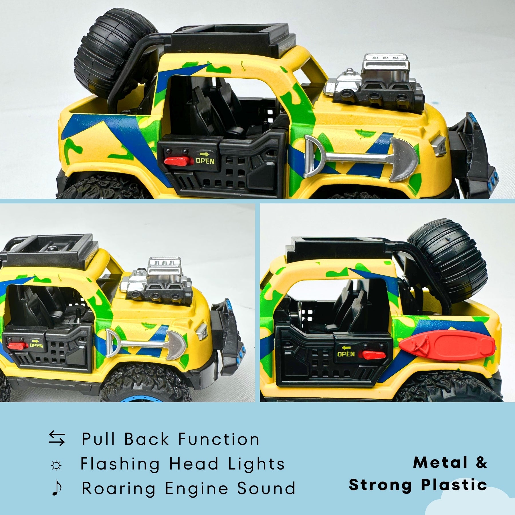 1:32 Die-Cast Off Road Monster Car With Metal Body - 2 Seater | Yellow