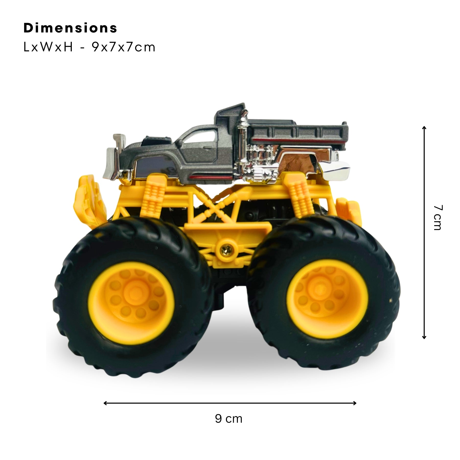 1:64 Die Cast Off Road Monster Car With Metal Body | Grey/Yellow